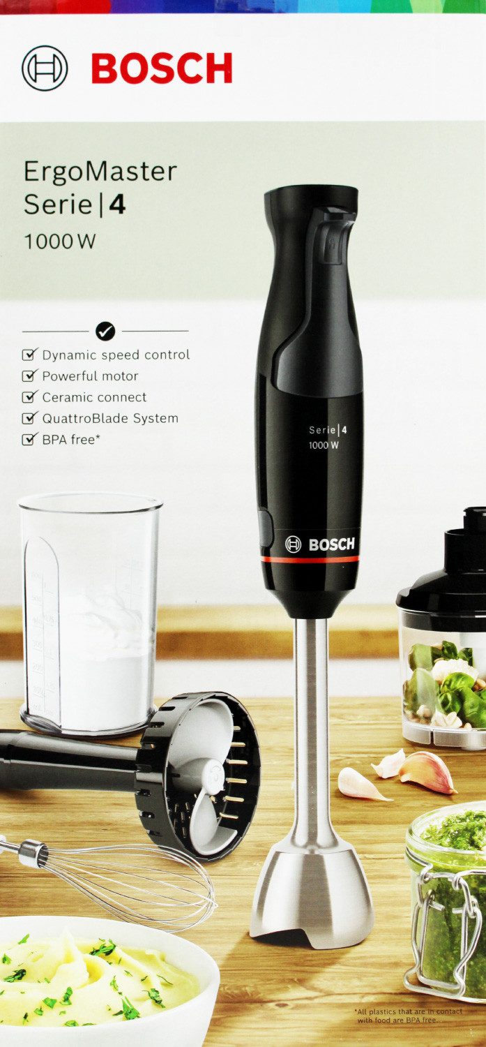 BOSCH Stabmixer Bosch MSM4B623 Serie4 ErgoMaster Stabmixer-Set 1000W Piano black
