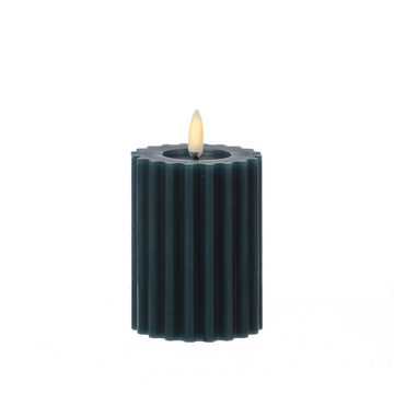 MARELIDA LED-Kerze Liv Echtwachs gerillt mit Rillen flackernd H: 12cm Timer blau (1-tlg)
