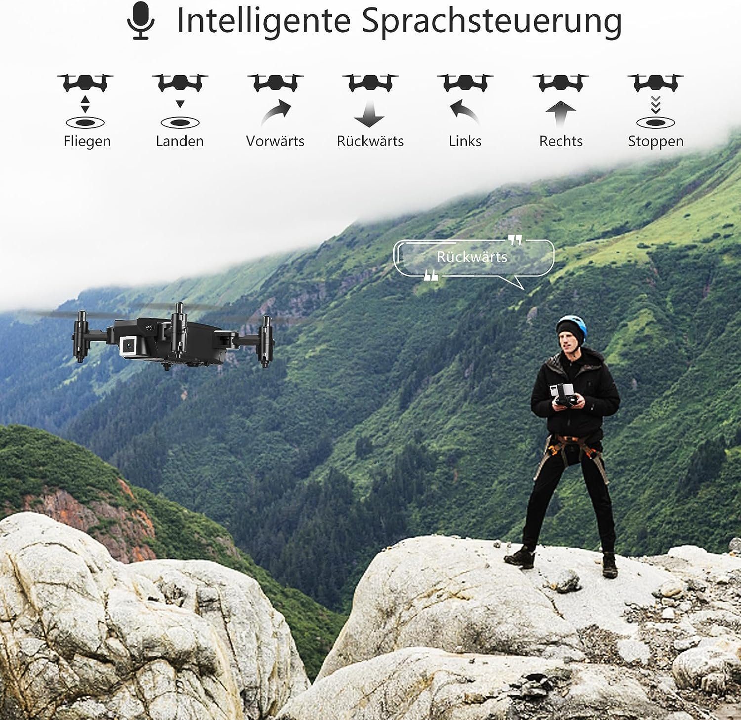 Wipkviey Drohne (1080P, Mini 1080P FPV Kamera, Drohne, Faltbar, Headless) Gestensteuerung