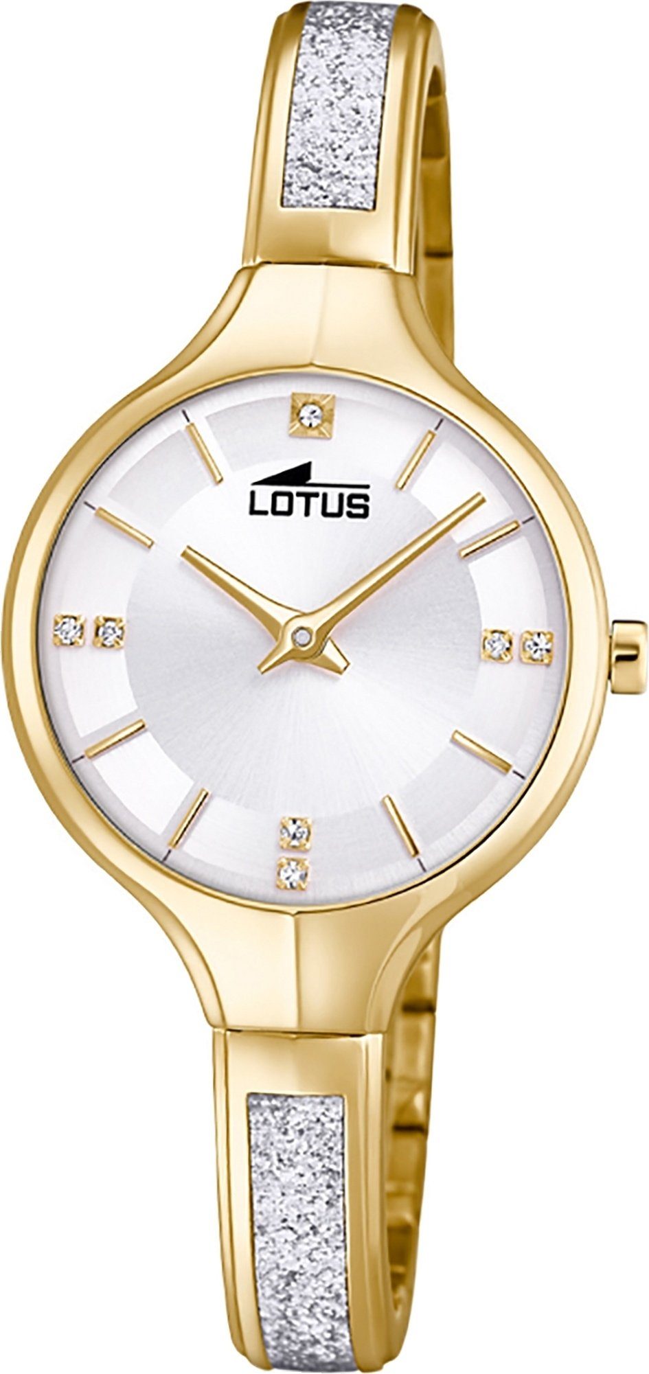 Lotus Quarzuhr LOTUS Edelstahl Damen Uhr 18595/1, Damenuhr mit Edelstahlarmband, rundes Gehäuse, klein (ca. 28mm), Fashi