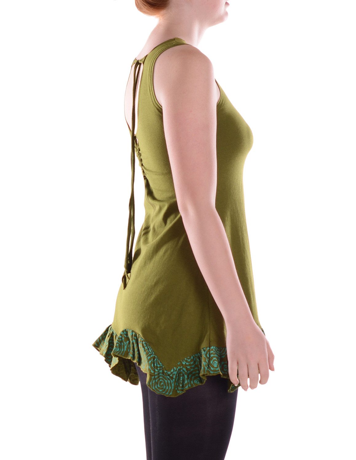 Vishes Sommerkleid Damen Mini-Kleid Tunika Baumwolle Cutwork-Lagenlook Racerback Alternative Bekleidung, Ethno, Hippie, Retro Style