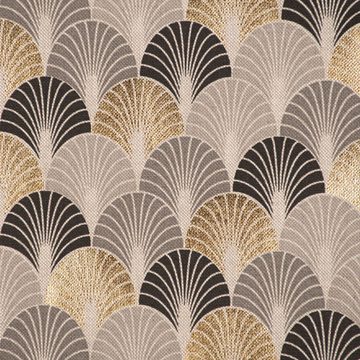 SCHÖNER LEBEN. Dekokissen SCHÖNER LEBEN. Kissenhülle Art Deco Fächer Bogen natur schwarz gold