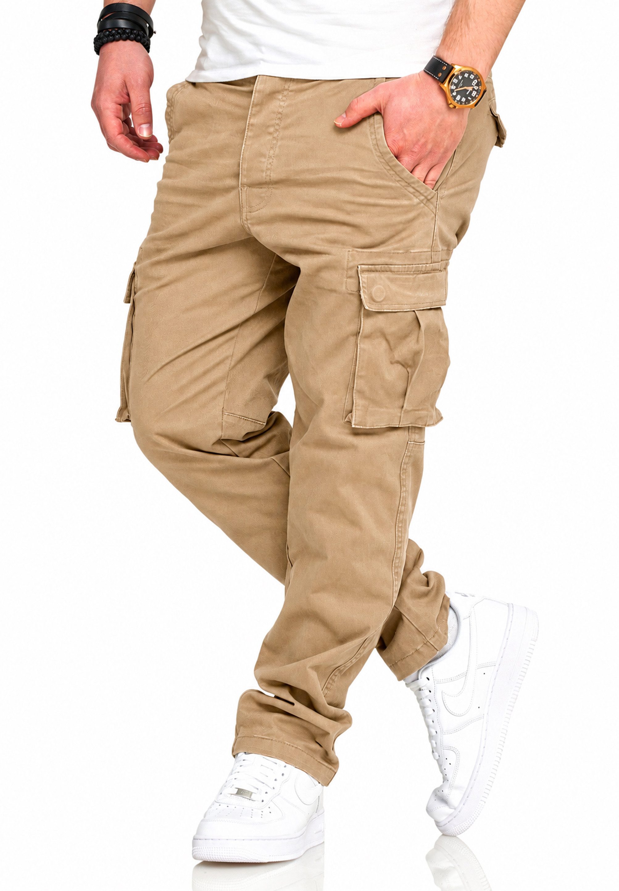 DAILY COTTON Cargohose als Stoffhose mit Stretch Chino Cargo Hose mit Gürtelschlaufen für Herren – Bild 2 von 3