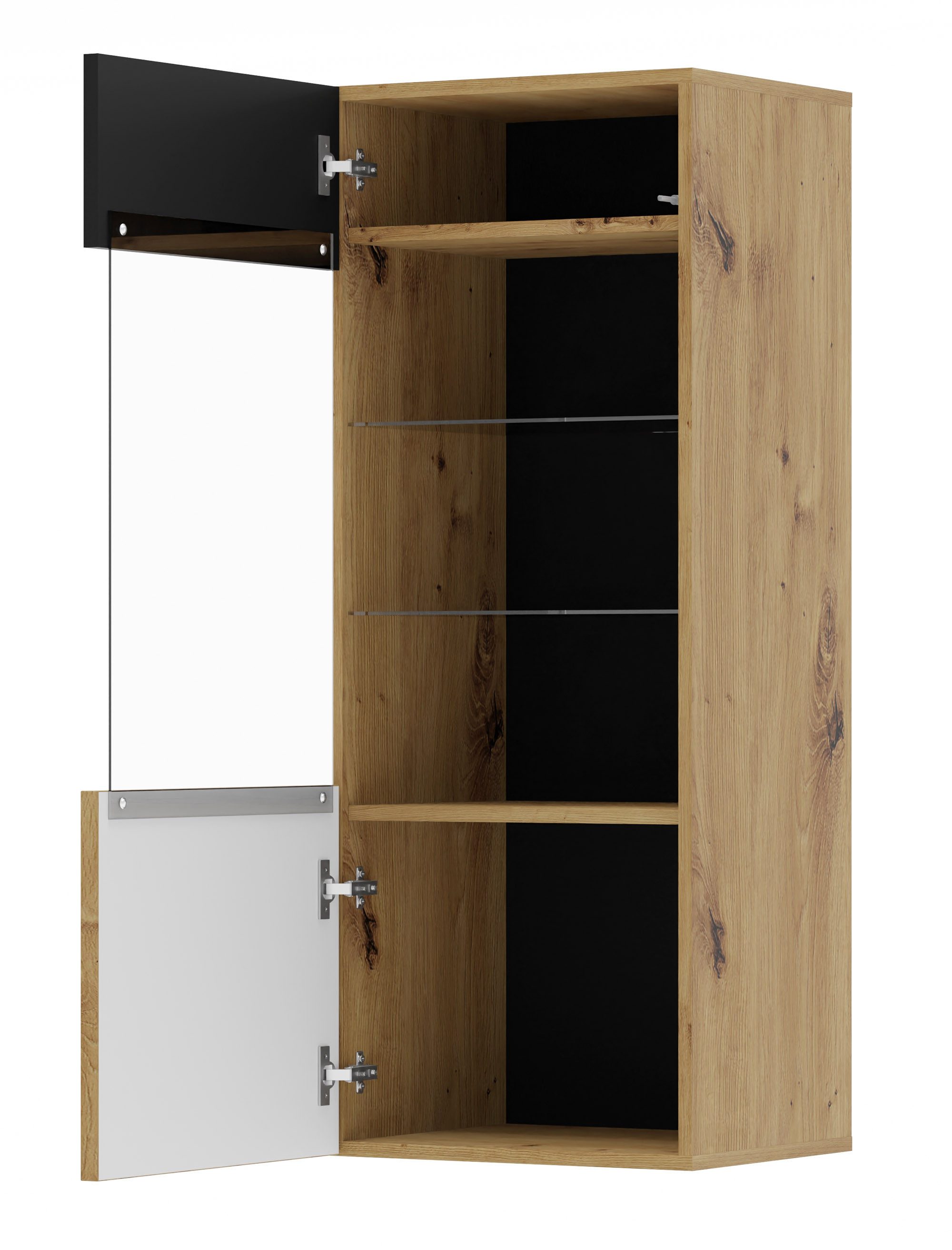 Raumhirsch Furniture Standvitrine Standvitrine, Glasvitrine, Standregal mit Glas und Stauraum (Maße: 45 x 37 x 115 (H) cm [1 Glas Teil, 5 Einlegeböden, 2 Glasbö – Bild 3 von 5