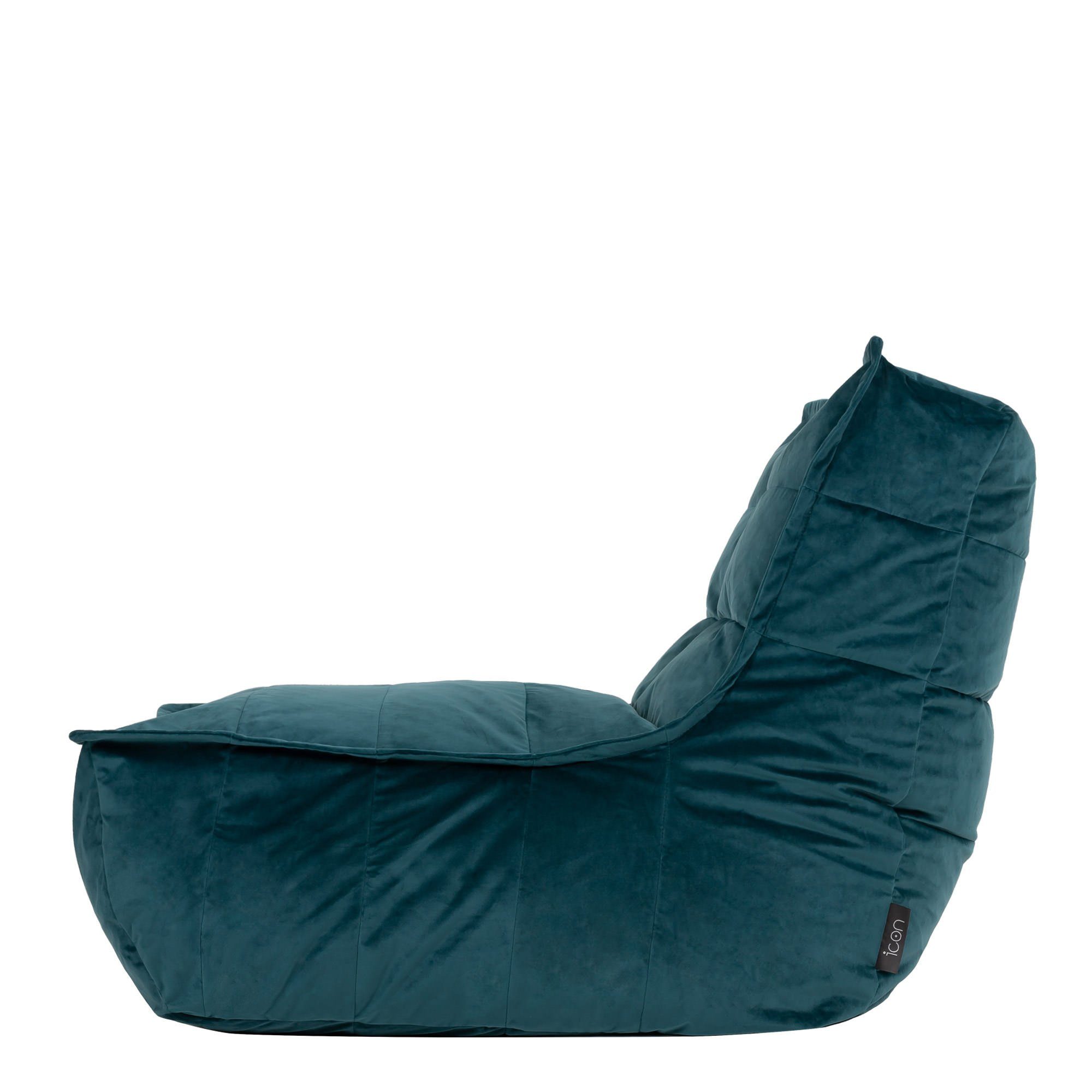 Sitzsack-Liege aus Sitzsack blaugrün Plüschsamt icon „Dolce“