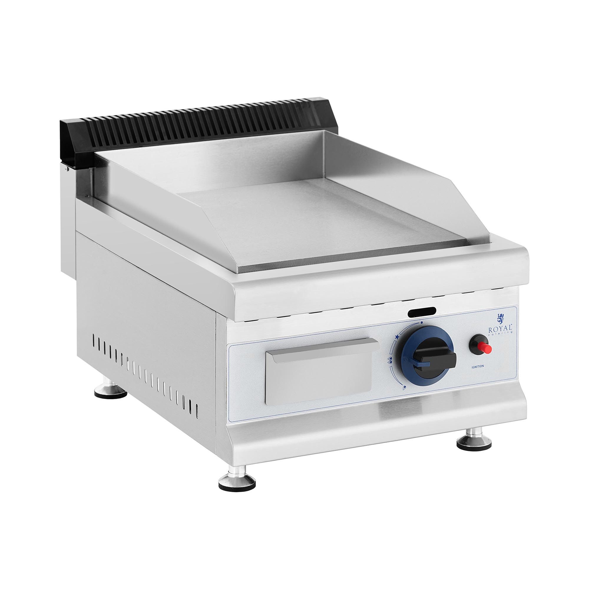 Royal Catering Gasgrill Griddleplatte Edelstahl Gasbräter 35 x 40 cm glatt 3000 W Propan/Butan