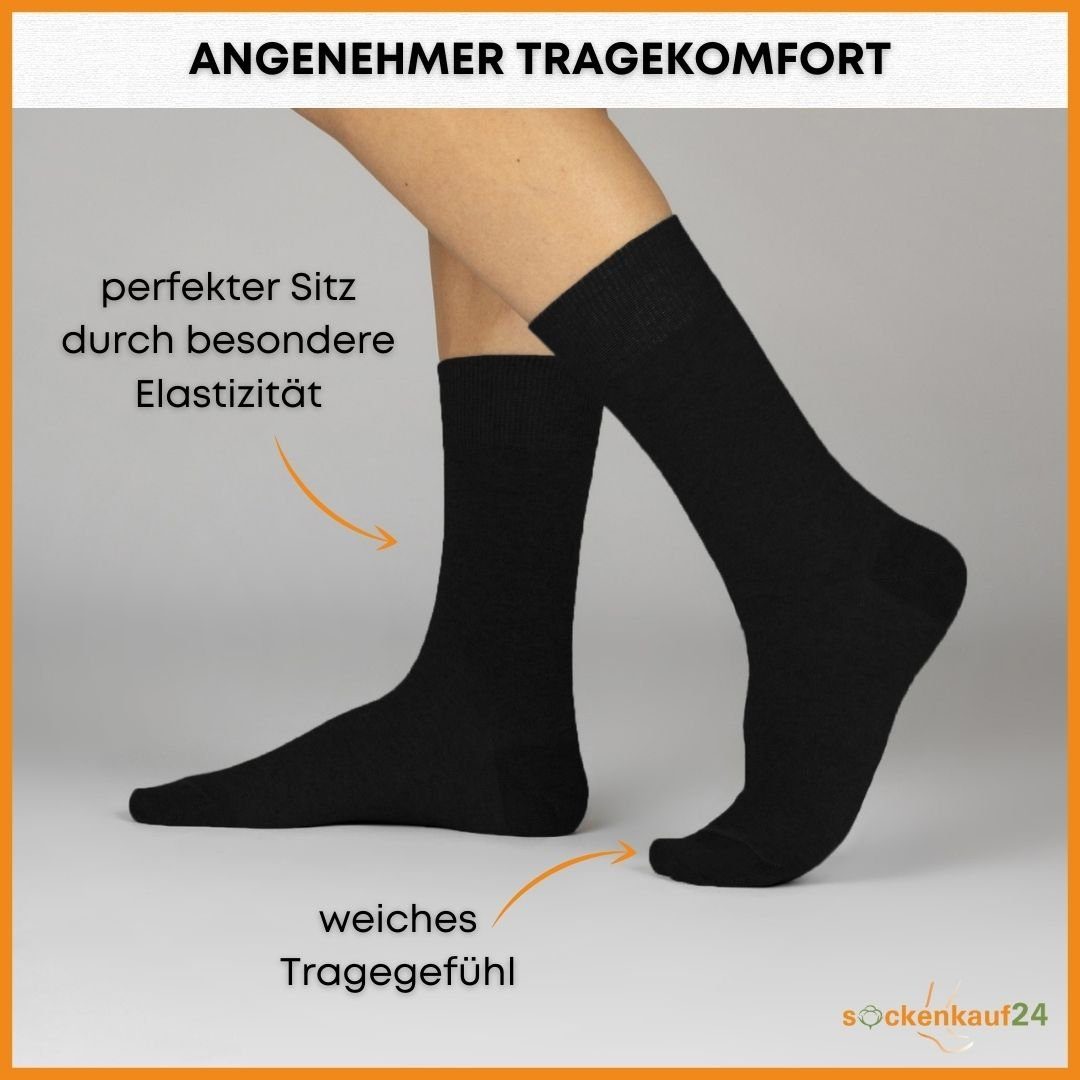 sockenkauf24 Baumwolle Paar Socken - Herren Socken (Basicline) & Business 39-42) Damen WP 10 70201T mit Socken (Schwarz, Komfortbund