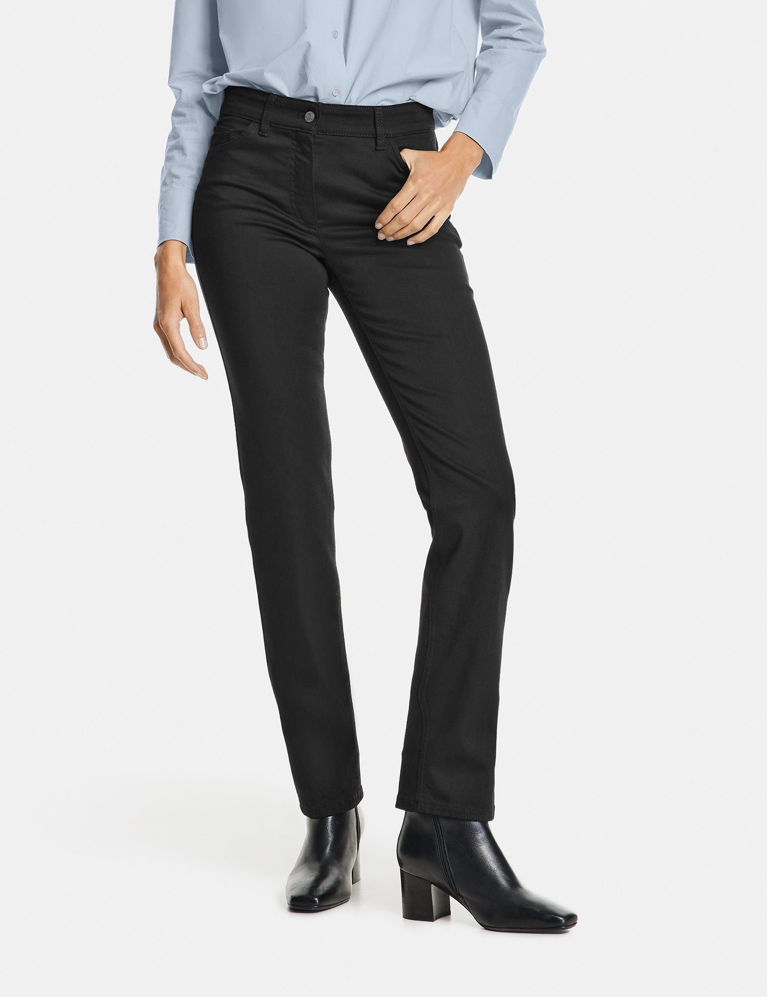GERRY WEBER Stretch-Jeans 5-Pocket Jeans Straight Fit Kurzgröße