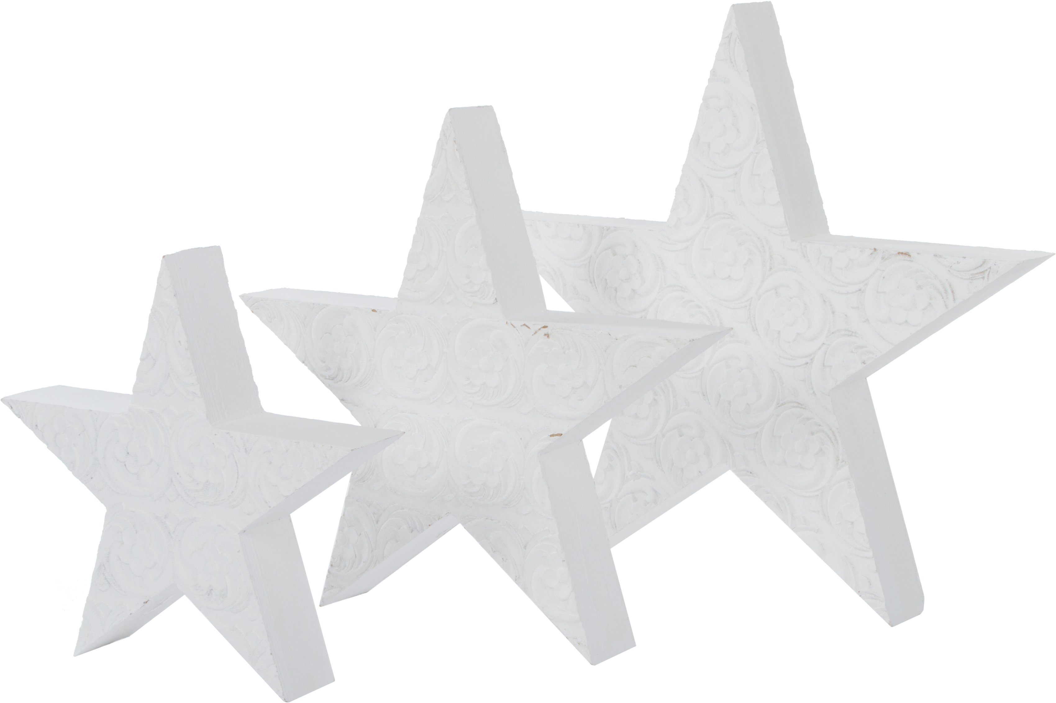 Myflair Möbel & Accessoires Dekostern Weihnachtsstern, Rudolph, Weihnachtsdeko, 3 St., aus Holz, in drei verschiedenen Größen