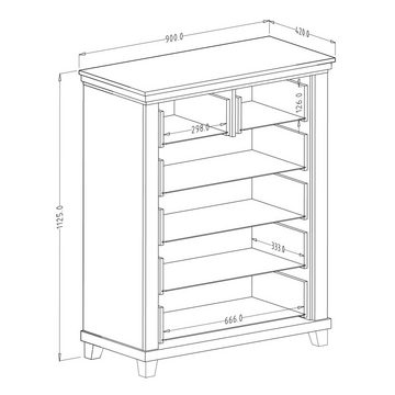 Lomadox Kommode EPSOM-83, Kommode Landhausstil in grün mit Lefkas Eiche Nb. 90/112,5/42 cm