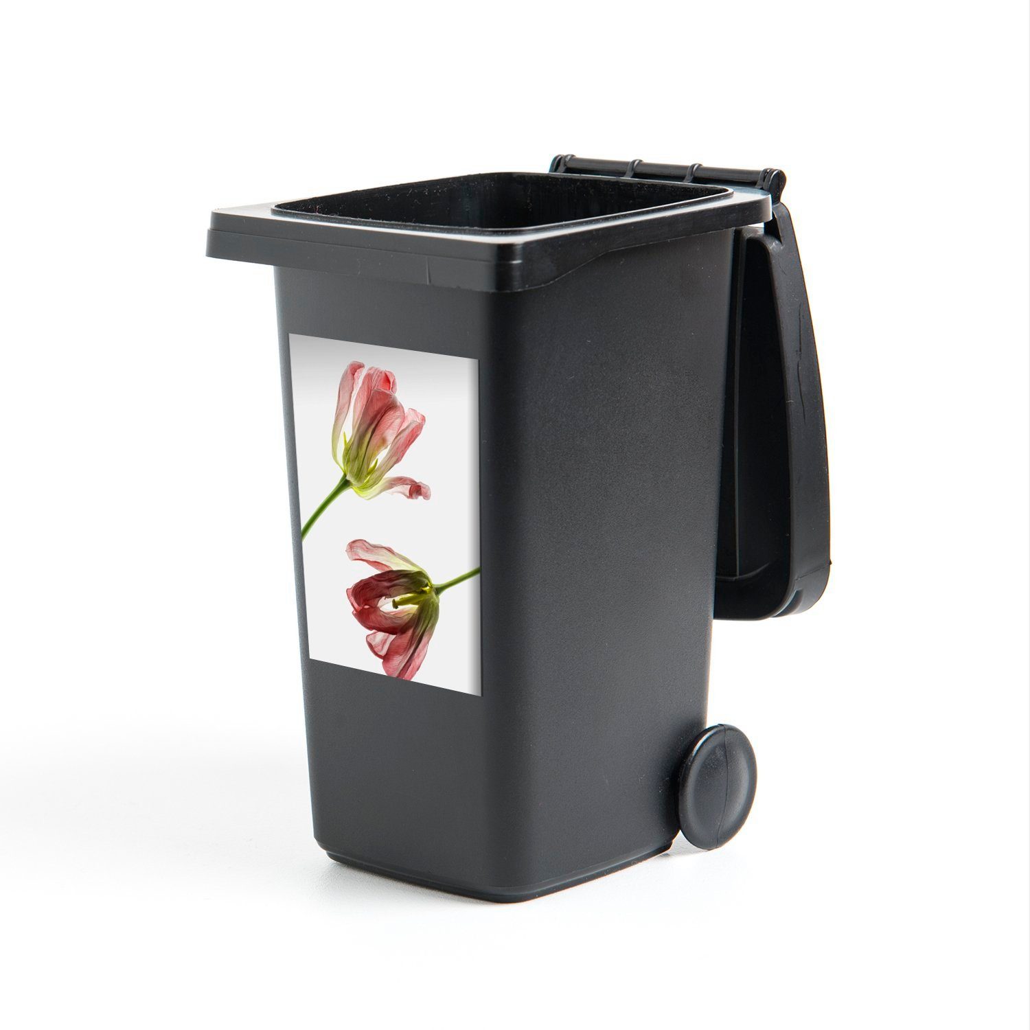 Mülleimer-aufkleber, Abfalbehälter Blumen Container, Mülltonne, Getrocknete Weiß Sticker, Wandsticker - MuchoWow St), (1 Rosa -