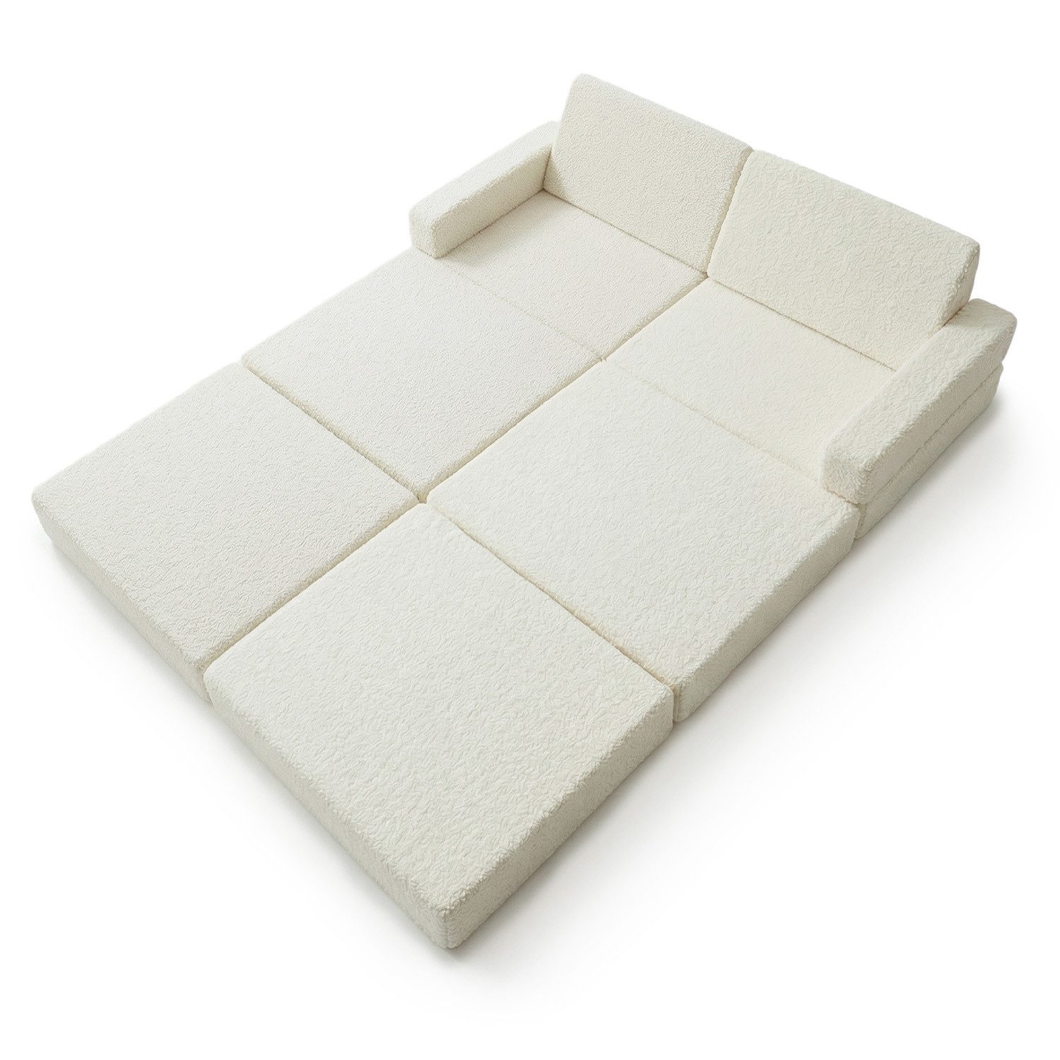 Klappmatratze TEDDY KKM-1400, KiddyMoon, 30.0 cm hoch, (Set: 2x Matratzen, 2x Kopfstützen, 2x Armlehnen, 2x Kissen (30×30 cm, Polyesterfaser), Kindermöbel aus Schaumstoff mit Teddy-Plüsch
