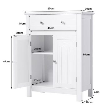 COSTWAY Badkommode, mit Schublade, Tür&verstellbarem Ablage, weiß, 60x30x80cm