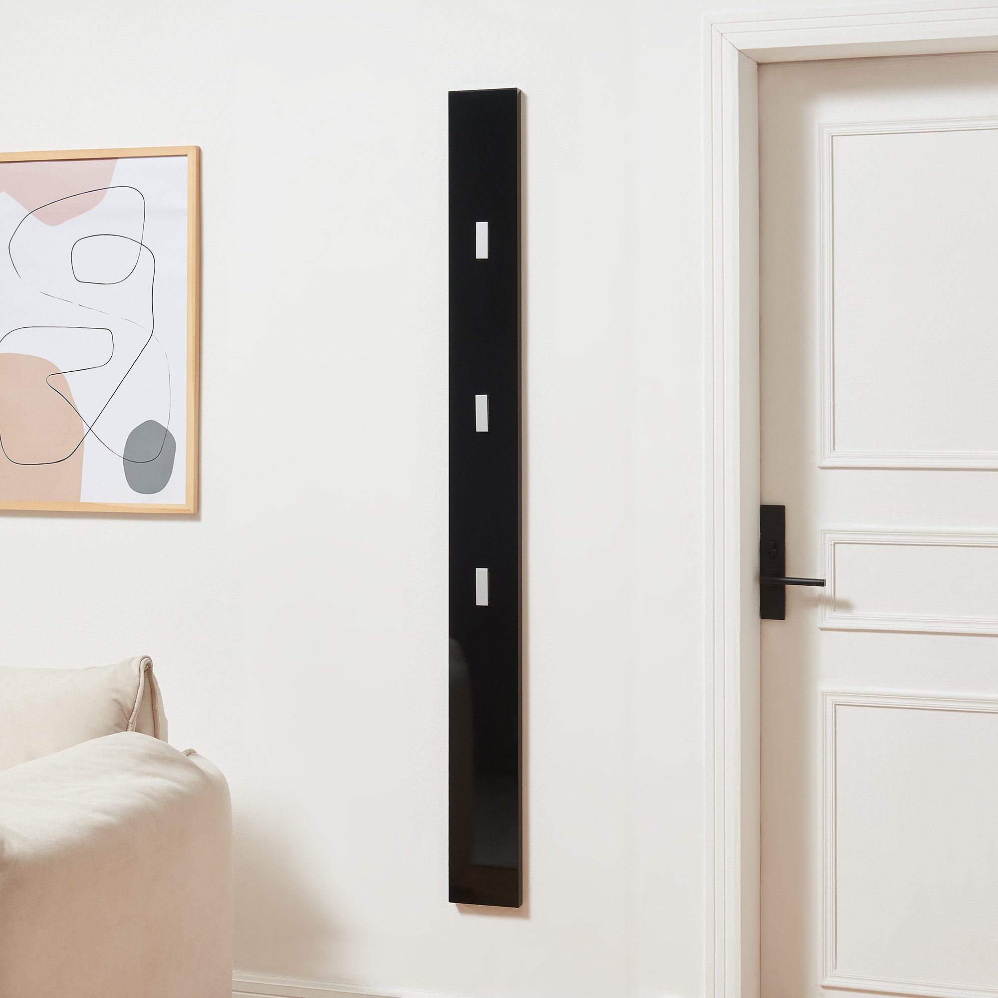 en.casa Garderobenleiste, »Hansnes« Wandpaneel mit 3 ausklappbaren Haken Schwarz