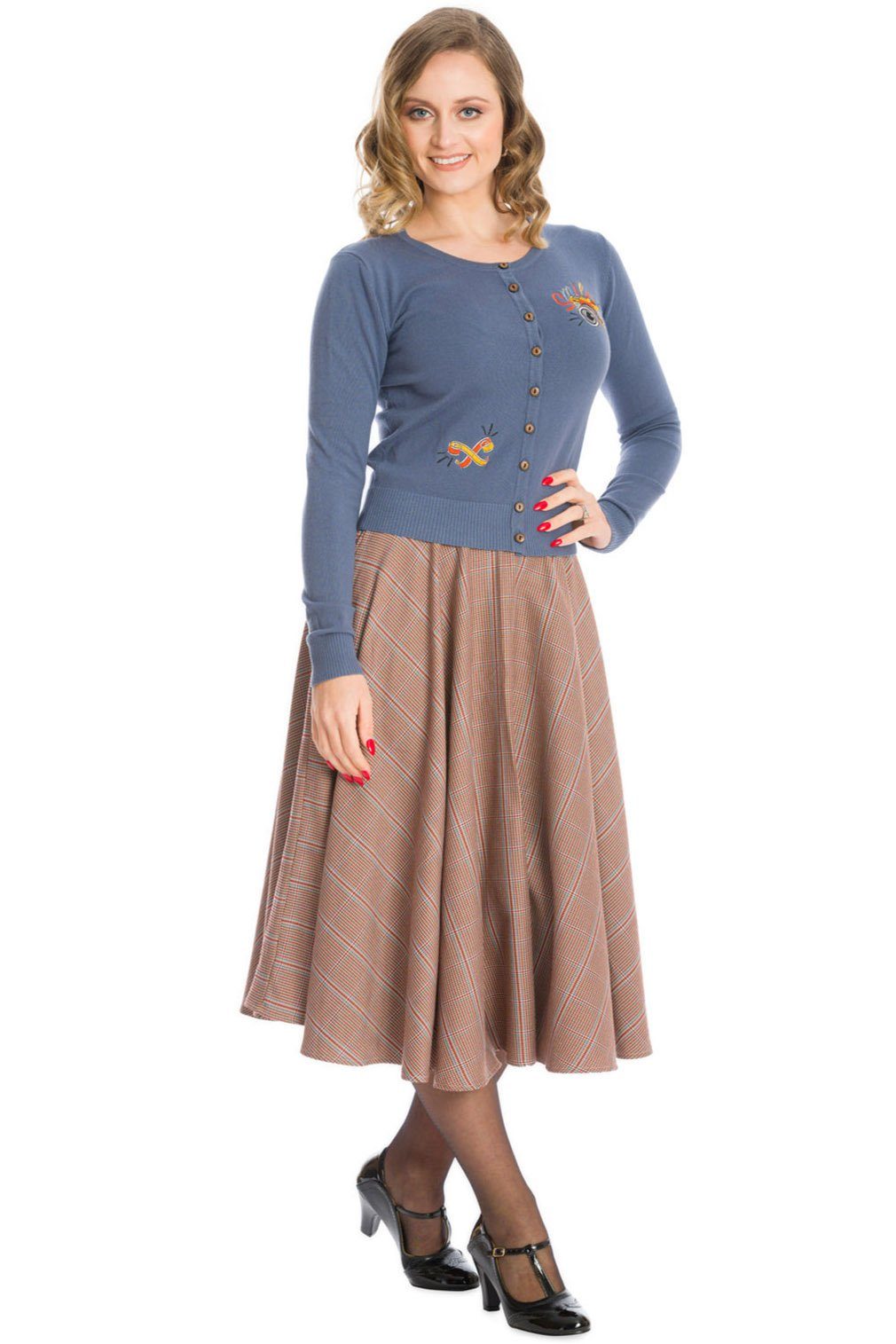 Banned A-Linien-Rock Charm Her Kariert Retro Vintage Swing Skirt