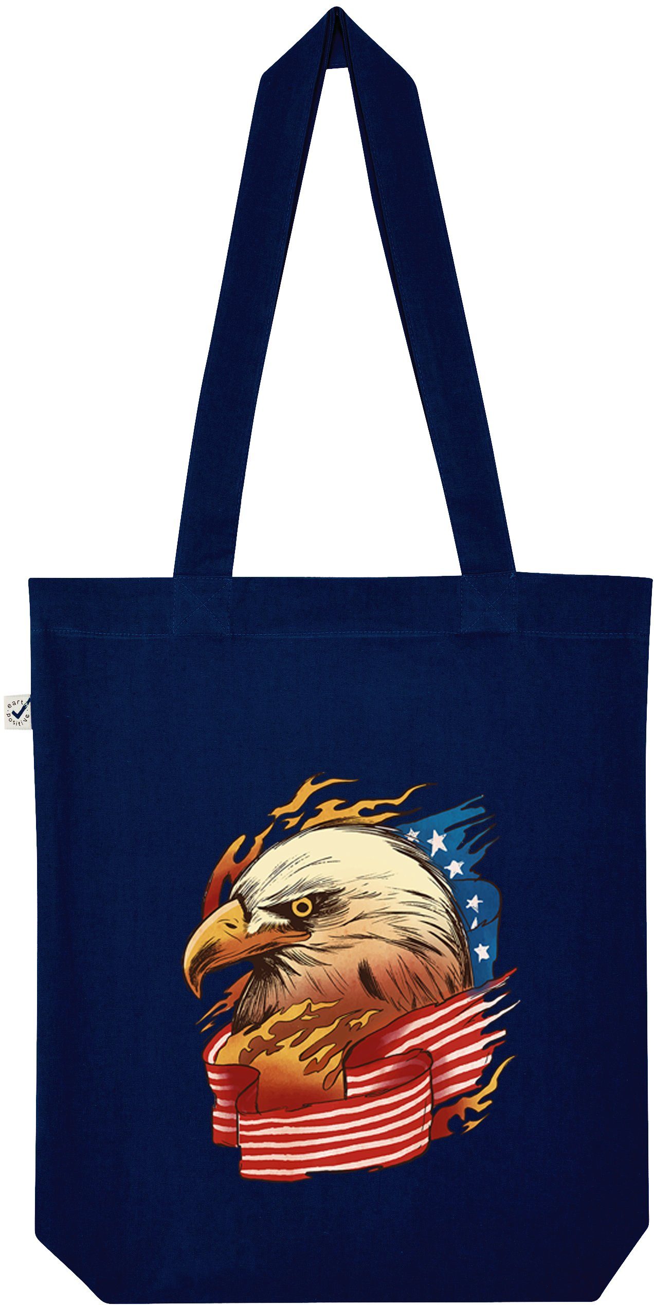Youth Designz Tragetasche Adler USA American Eagle Flagge Jutebeutel Tasche  Lange Henkel, mit trendigem Frontprint