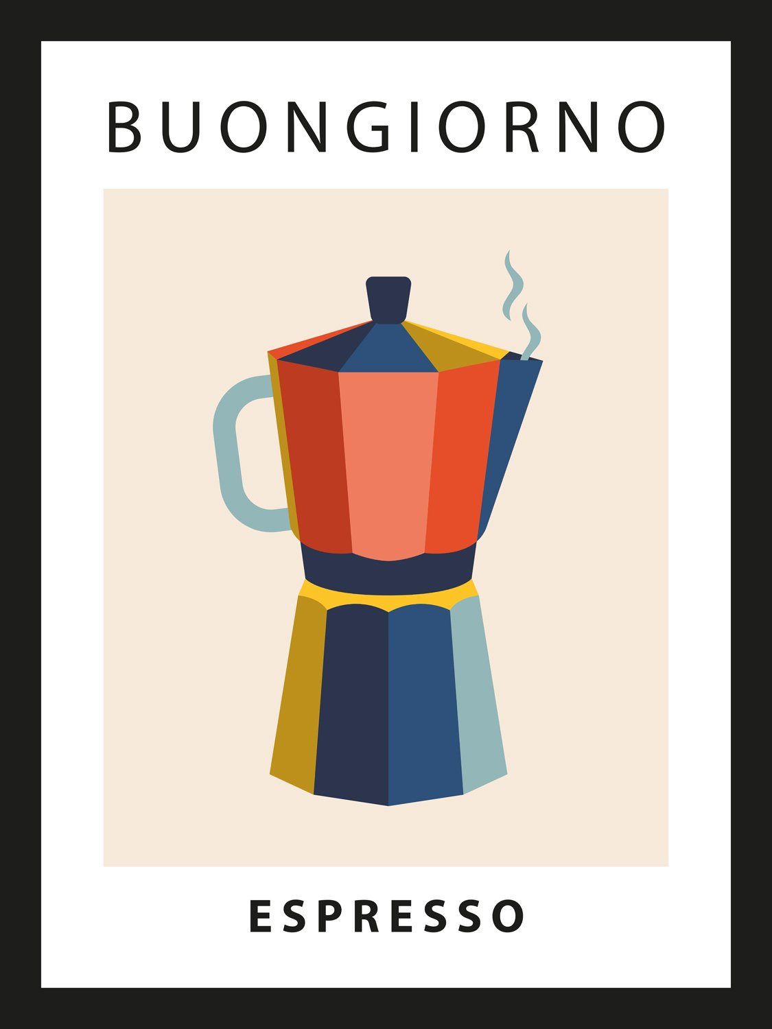 Bild mit Rahmen Buongiorno - Espresso - Gerahmter Digitaldruck - Wandbild