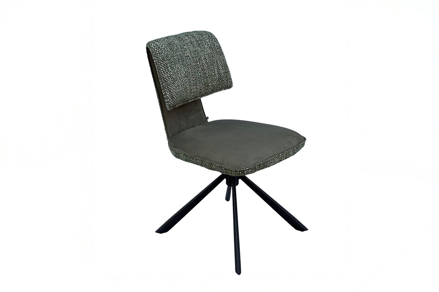 KAWOLA Esszimmerstuhl LYSSIA 360° drehbar, flexible Rückenlehne (1 St), Bouclé-Optik, Auto-Return-Funktion, Stahlgestell