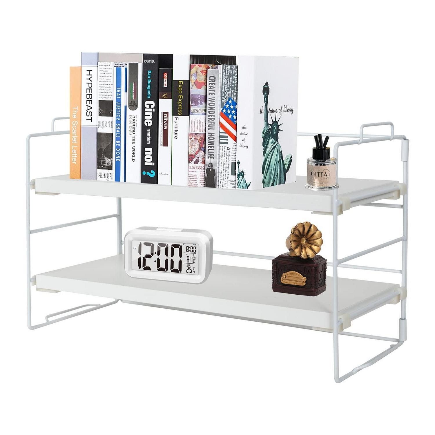 LuxusKollektion Bücherregal Schreibtisch Regal Organizer 2 Ablagefächer White Teak, 2-tlg.