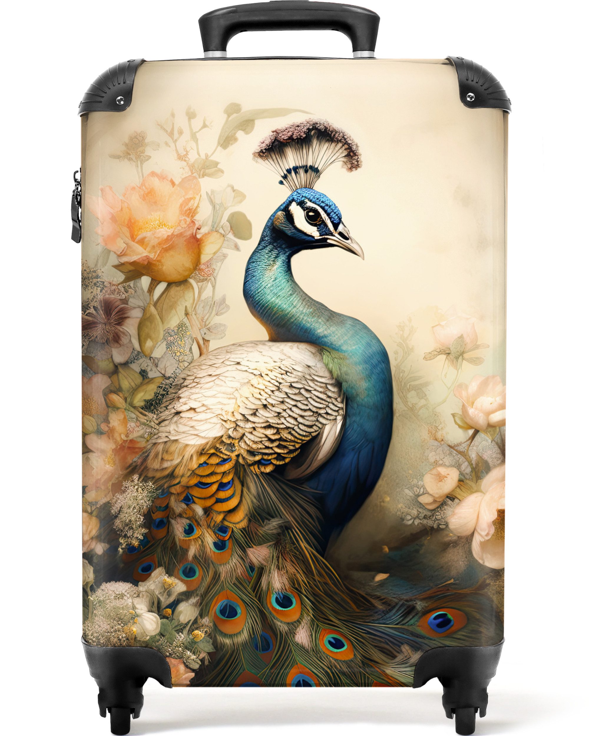 NoBoringSuitcases.com© Hartschalen-Trolley Pfau - Pfauenfedern - günstig online kaufen
