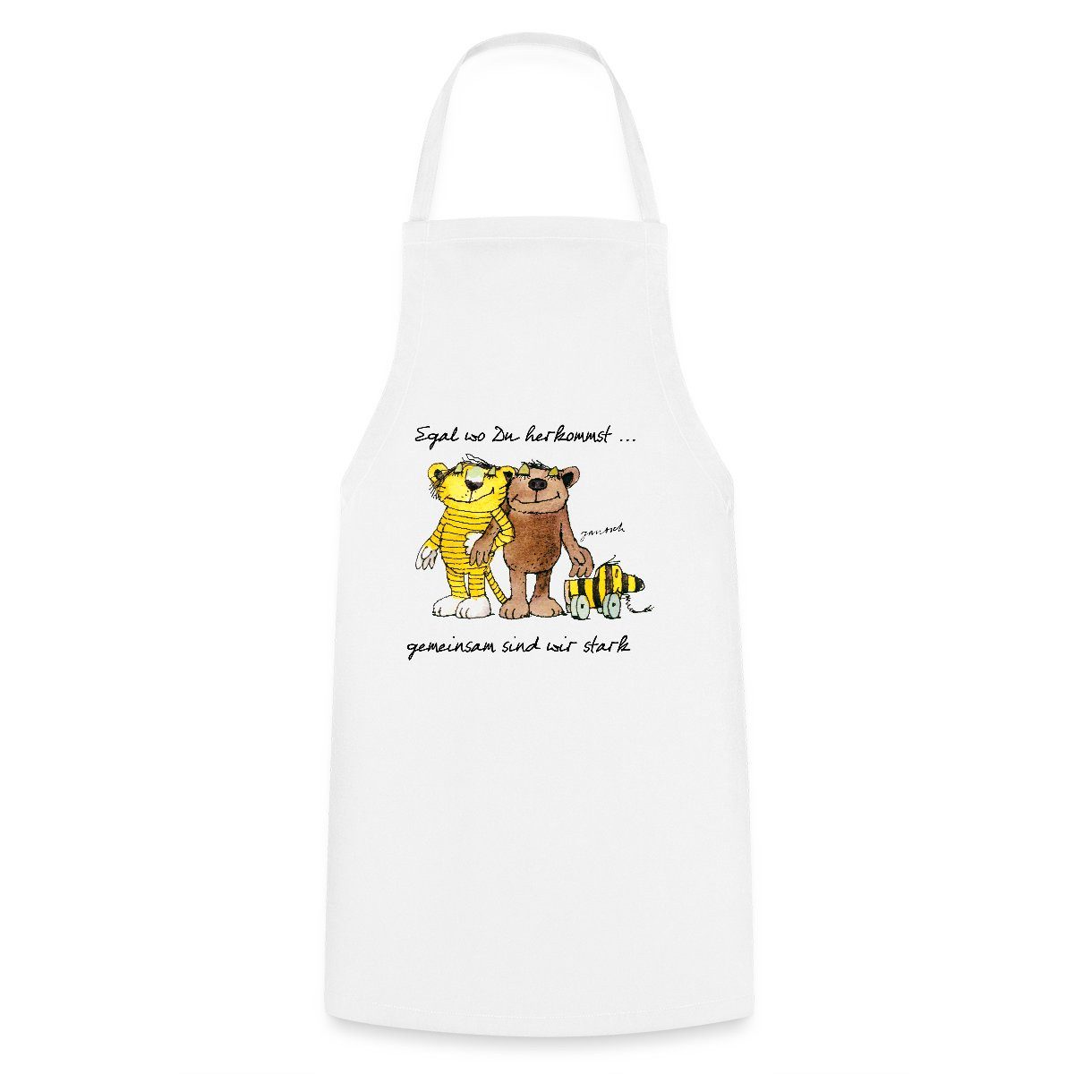 Spreadshirt Kochschürze Janosch Bär Tigerente Tiger Gemeinsam Stark Kochschürze, (1-tlg)