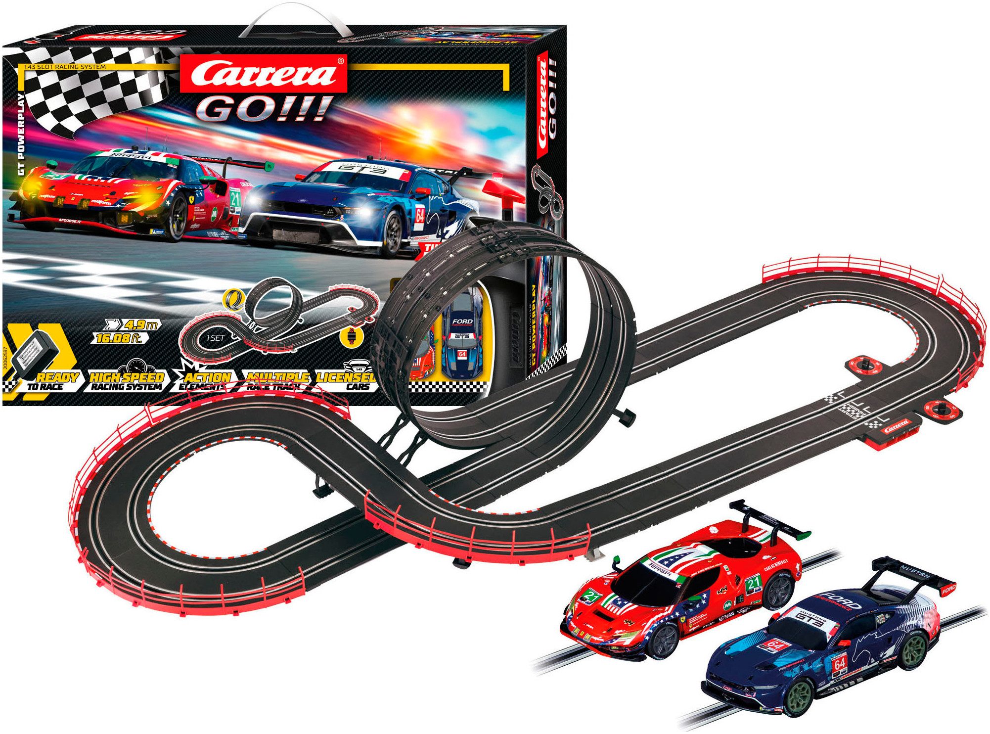 Carrera® Autorennbahn Carrera GO!!! GT Powerplay (Streckenlänge 4,9 m)