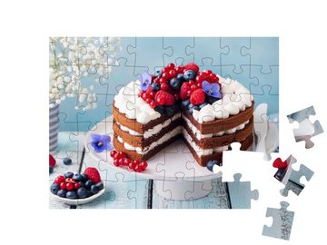 puzzleYOU Puzzle Schokoladenkuchen mit Schlagsahne, 48 Puzzleteile, puzzleYOU-Kollektionen Kuchen, Essen und Trinken