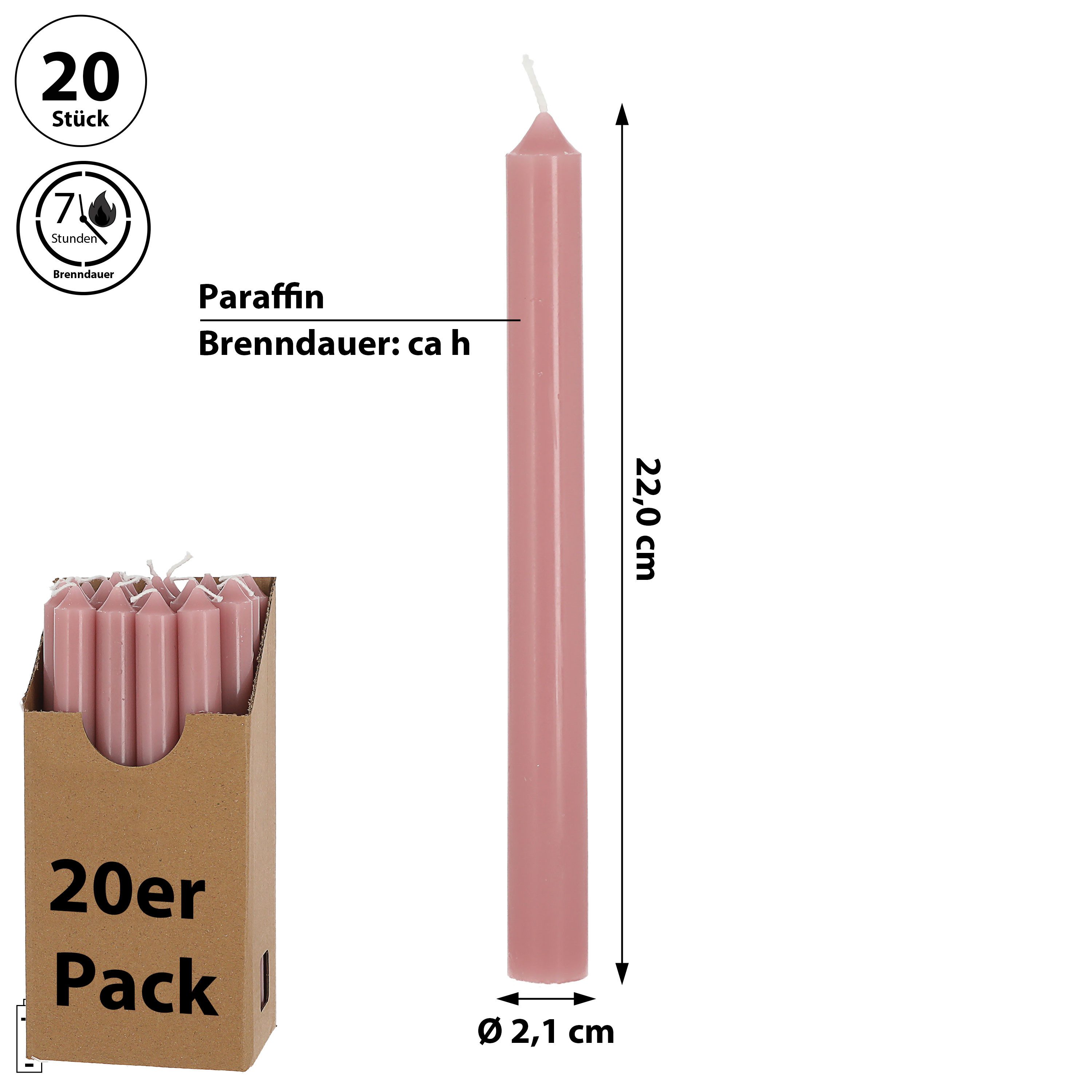 CEPEWA Tafelkerze Stabkerze 20er Set rosa günstig online kaufen