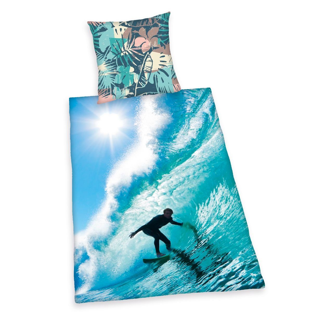 Herding Bettwäsche Surfer 135x200cm Wellenreiter Blau günstig online kaufen