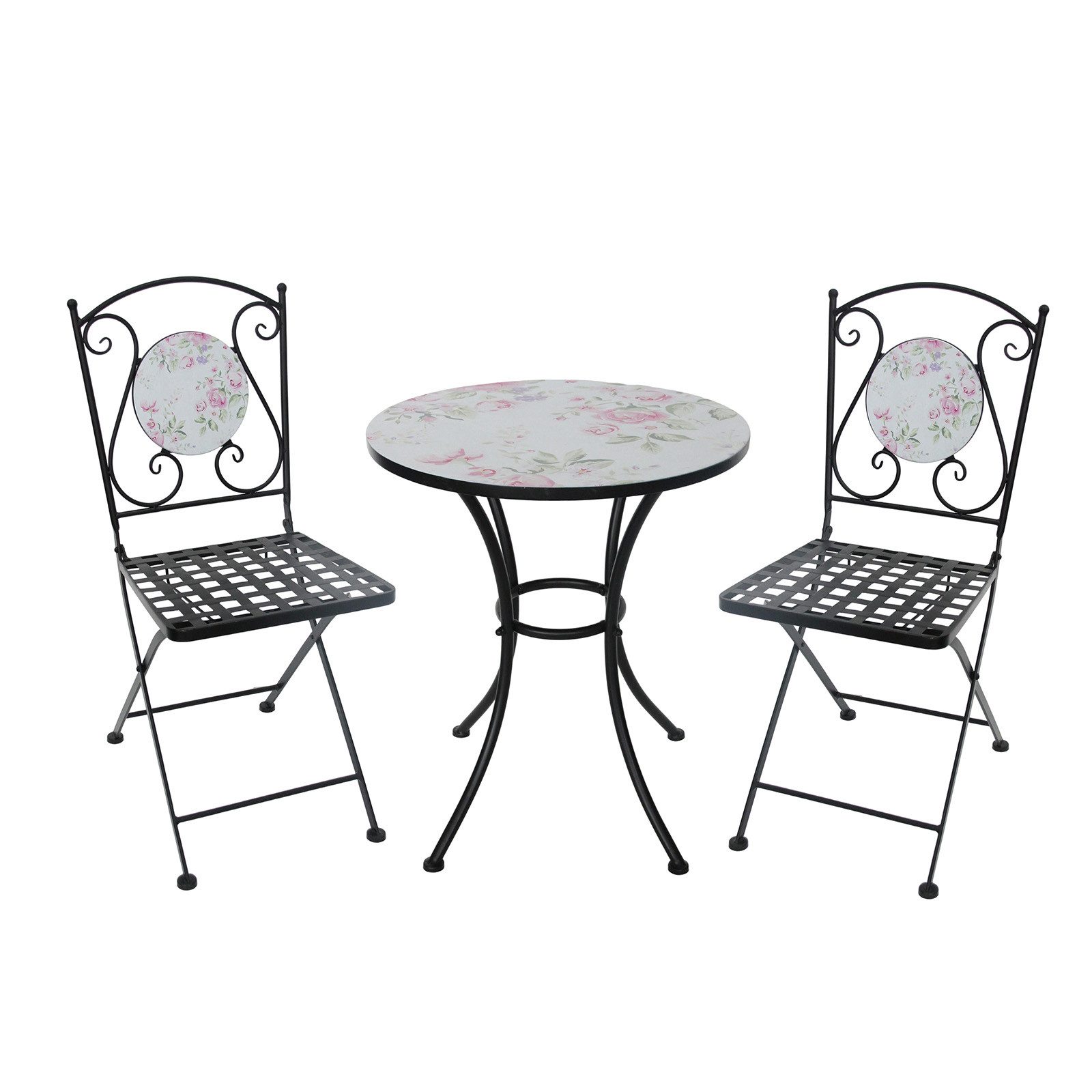 HTI-Living Garten-Essgruppe Tisch und 2 Stühle Celia Rosen, (Set, 3-tlg., 1 Tisch 2 Stühle), Sitzgruppe Essgruppe Balkonset