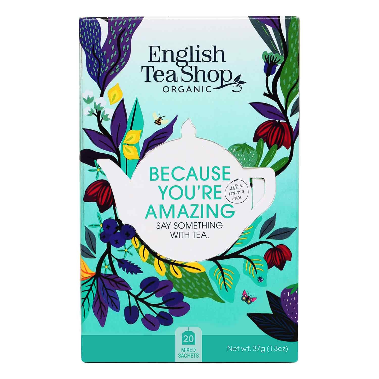 English Tea Shop Tee "You are Amazing" Tee-Kollektion, BIO, 20 Teebeutel, 5 Sorten, von Darjeeling bis würzig und fruchtig