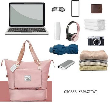 Houhence Reiserucksack Groß Reisetasche, Faltbare Sporttasche Handgepäck für Damen