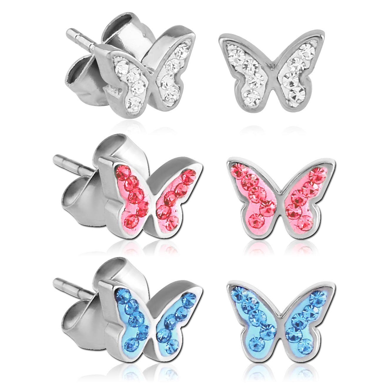 Angebot aussprechen viva-adorno Paar Ohrstecker Schmetterlinge Edelstahl Mädchen Ohrringe Damen Kristall Schmetterling Strass, Zirkonia