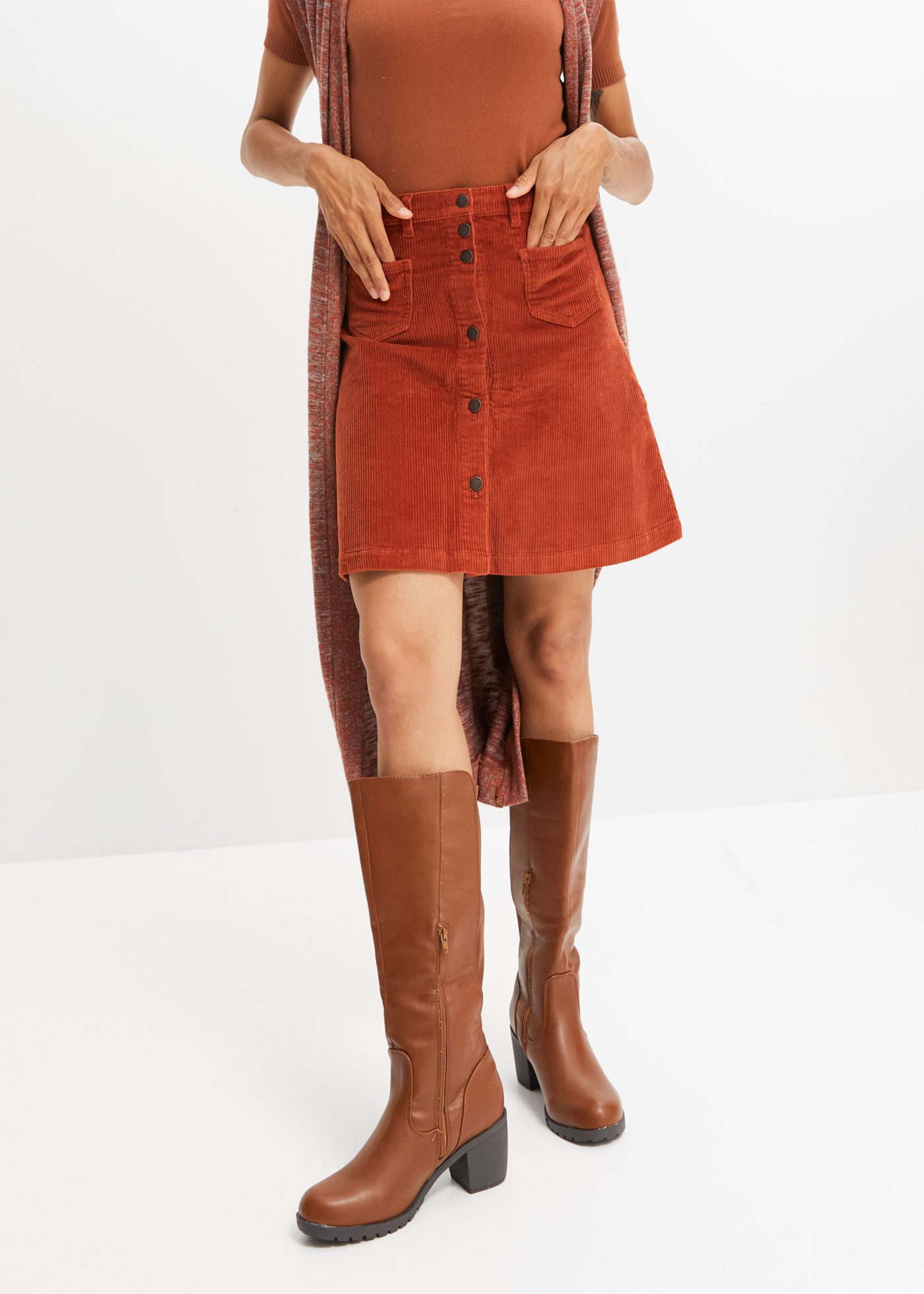 bonprix Cordrock mit Knopfleiste, leicht ausgestellt günstig online kaufen