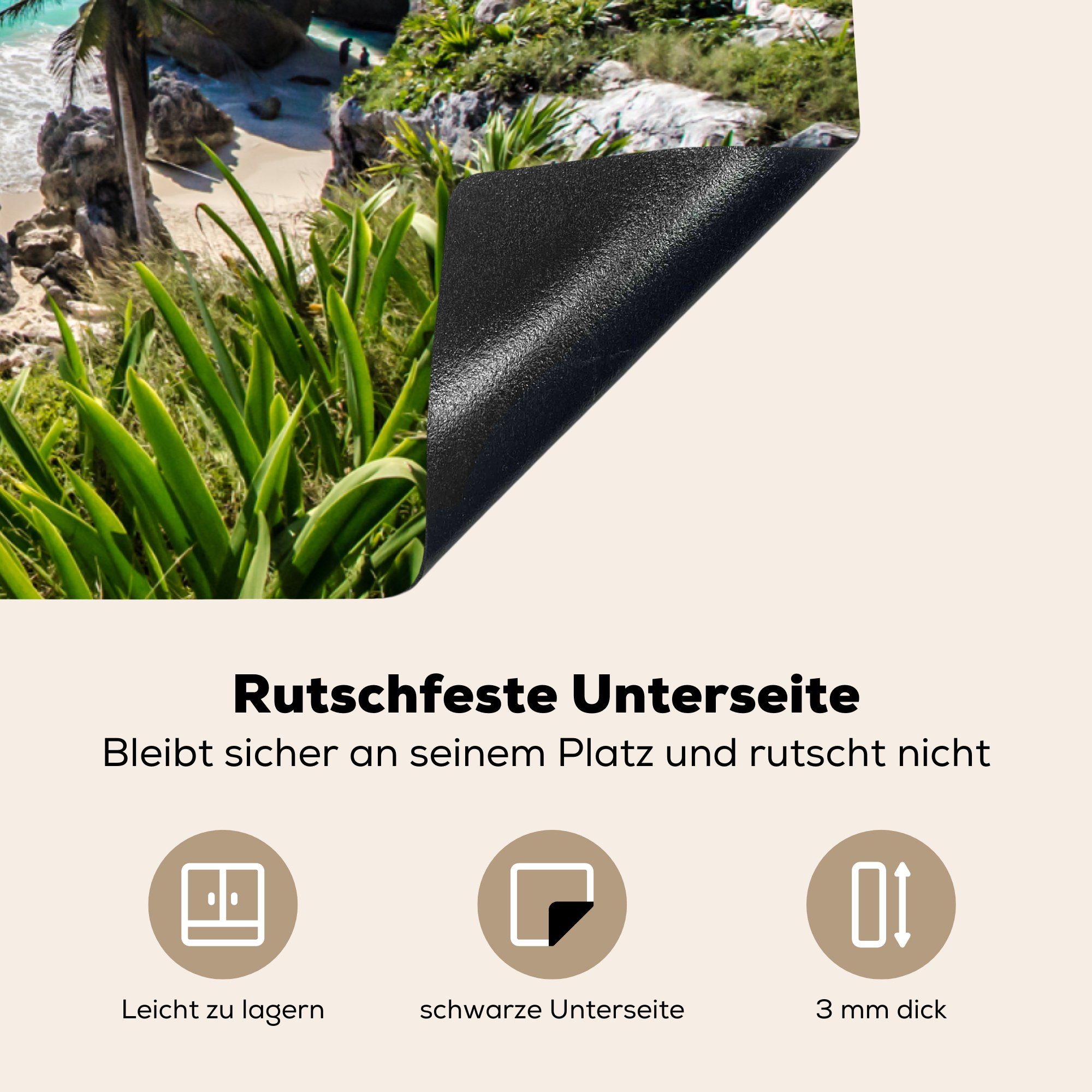 MuchoWow Herdblende-/Abdeckplatte Strand - Natur tlg), cm, die küche, für Schutz (1 - Ceranfeldabdeckung Vinyl, 81x52 Wolken, Induktionskochfeld