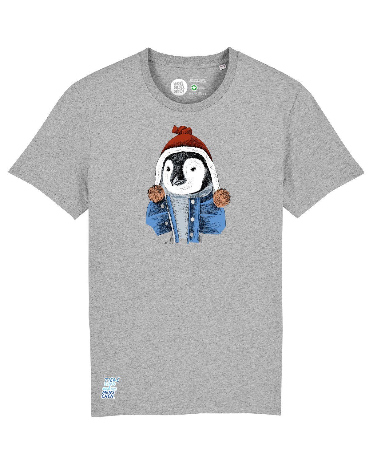 Apparel wat? meliert grau Print-Shirt (1-tlg) Pinguin