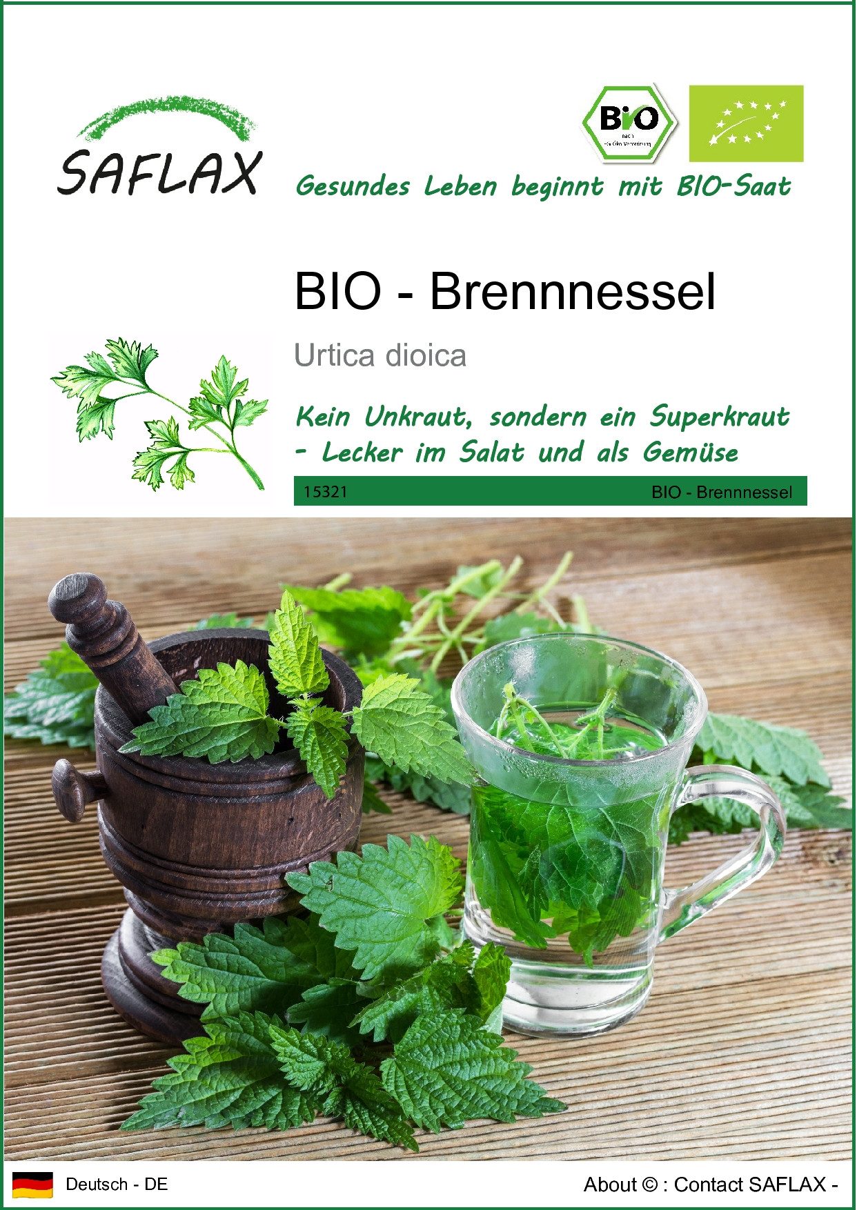 SAFLAX Kräutersamen SAFLAX - Samen - BIO - Brennnessel