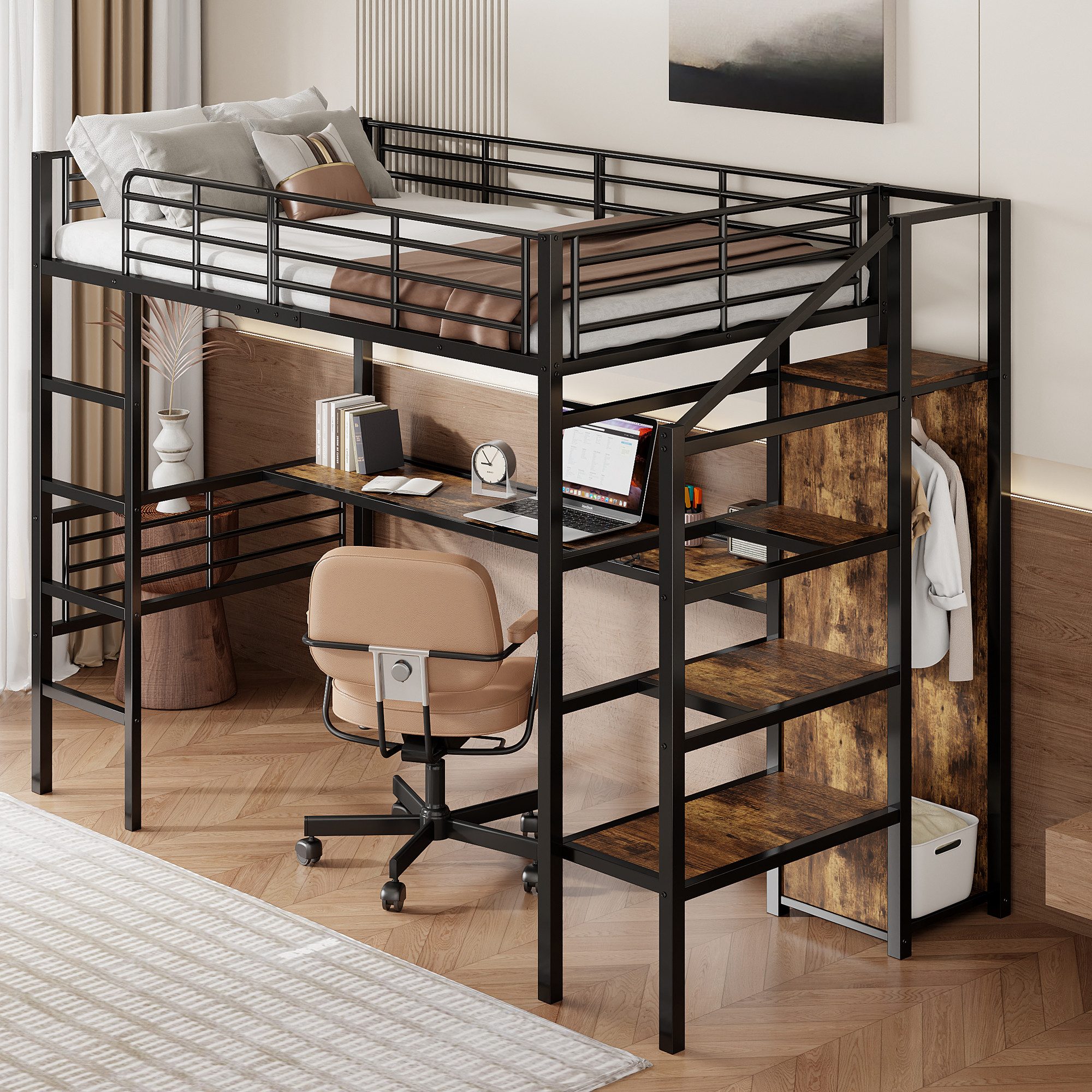 MODFU Hochbett Funktionsbett Kinderbett (Gästebett Metallbett günstig online kaufen