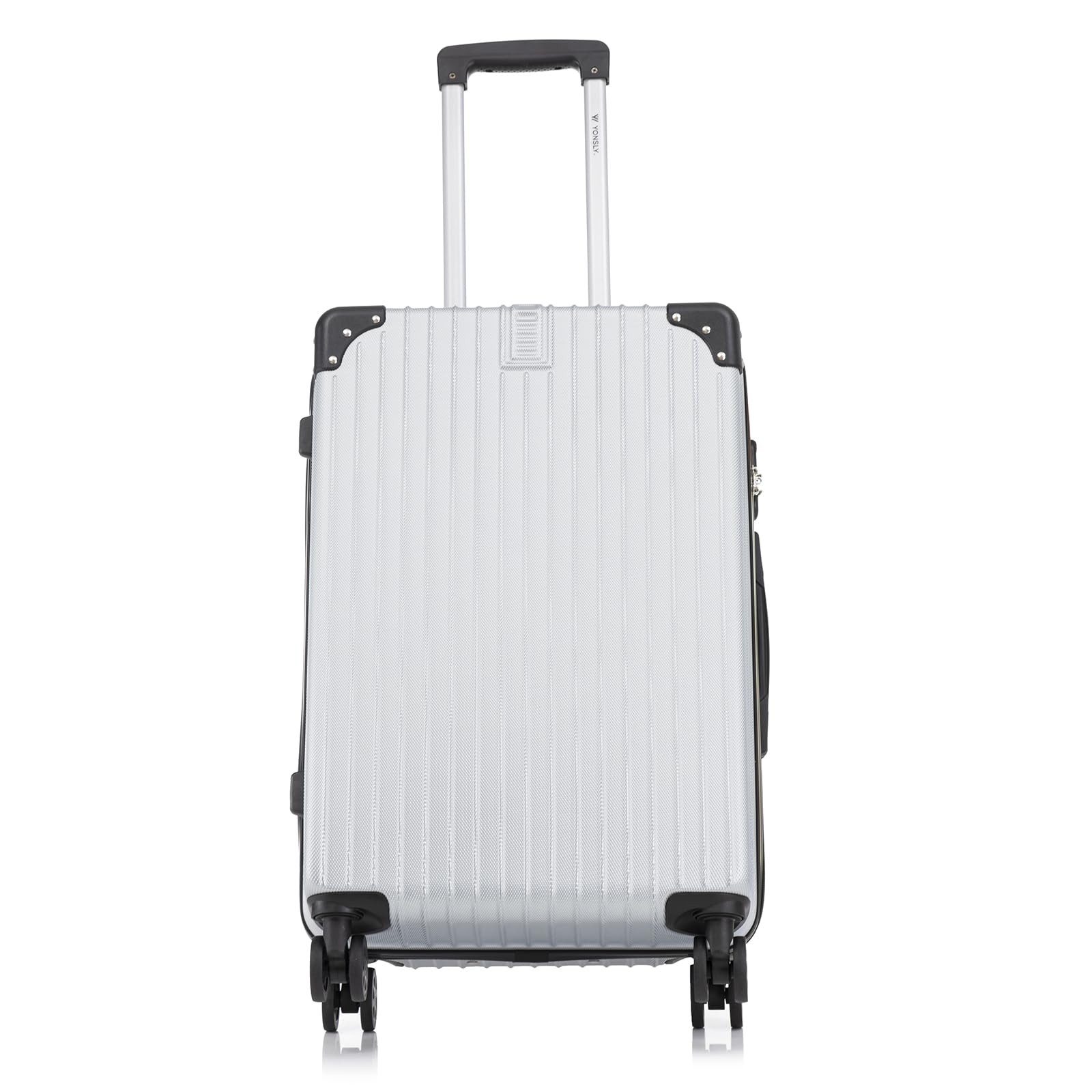 YONSLY Hartschalen-Trolley Reisekoffer ABS Hartschalen Trolley, Rollkoffer Handgepäck, 4 Rollen, Sicherheitsschloss, Weichem Gummigriff,56/66/76 cm, 45/69/99 L