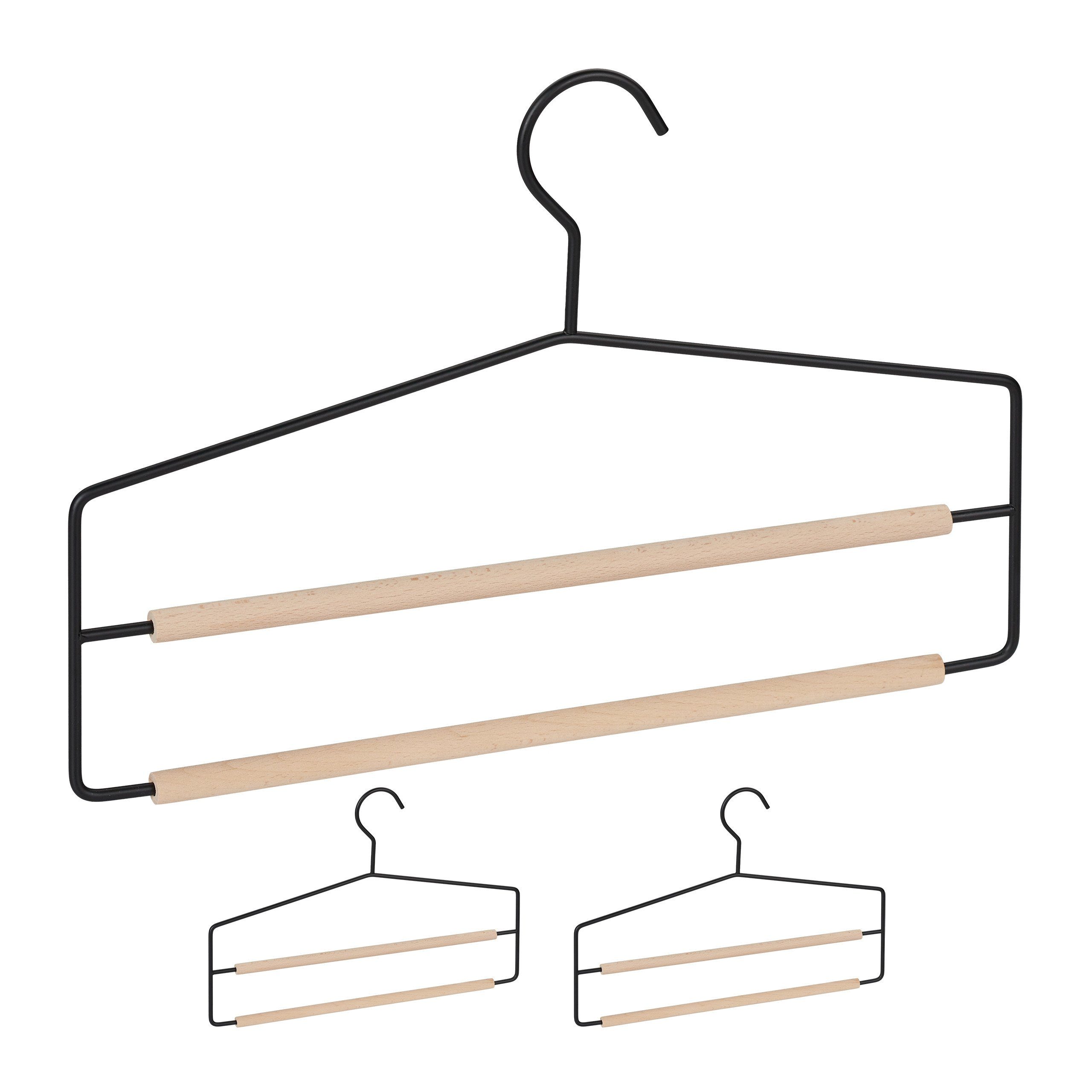 relaxdays Mehrfach-Kleiderbügel Hosenbügel platzsparend 3 Stück, schwarz günstig online kaufen