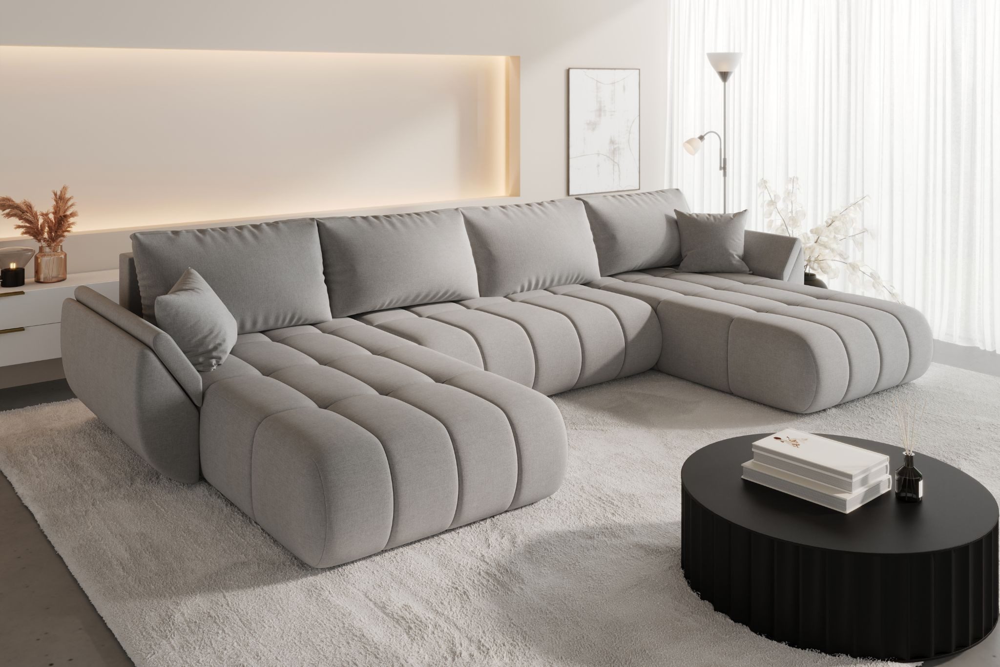 Kaiser Möbel Ecksofa TOKYO U PREMIUM im Stoff WIND Sofa mit Schlaffunktion und Bettkasten, Ecksofa U-Form, U-Form,Easy-Clean-Stoff WIND,Pflegeleicht & strapazierfähig