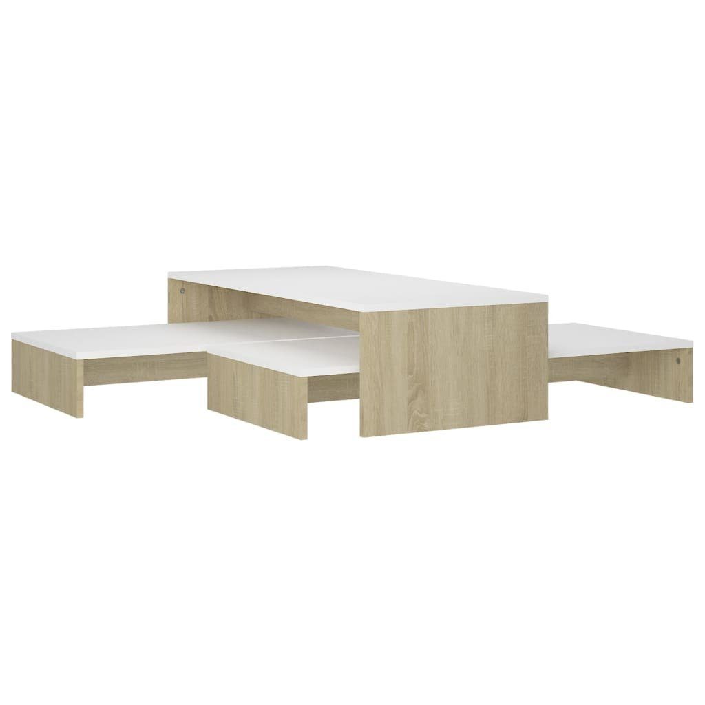 Weiß Satztisch-Set furnicato 100x100x26,5 Couchtisch und cm Sonoma-Eiche