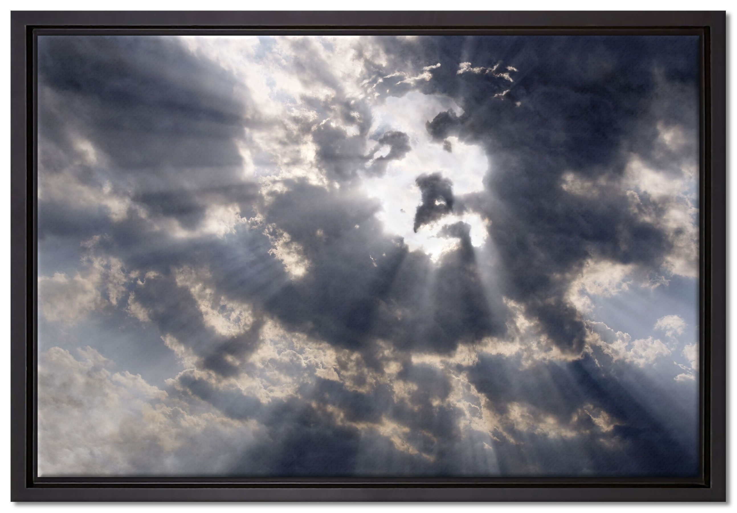 Pixxprint Leinwandbild Das Jesusgesicht am Himmel, Wanddekoration (1 St), Leinwandbild fertig bespannt, in einem Schattenfugen-Bilderrahmen gefasst, inkl. Zackenaufhänger