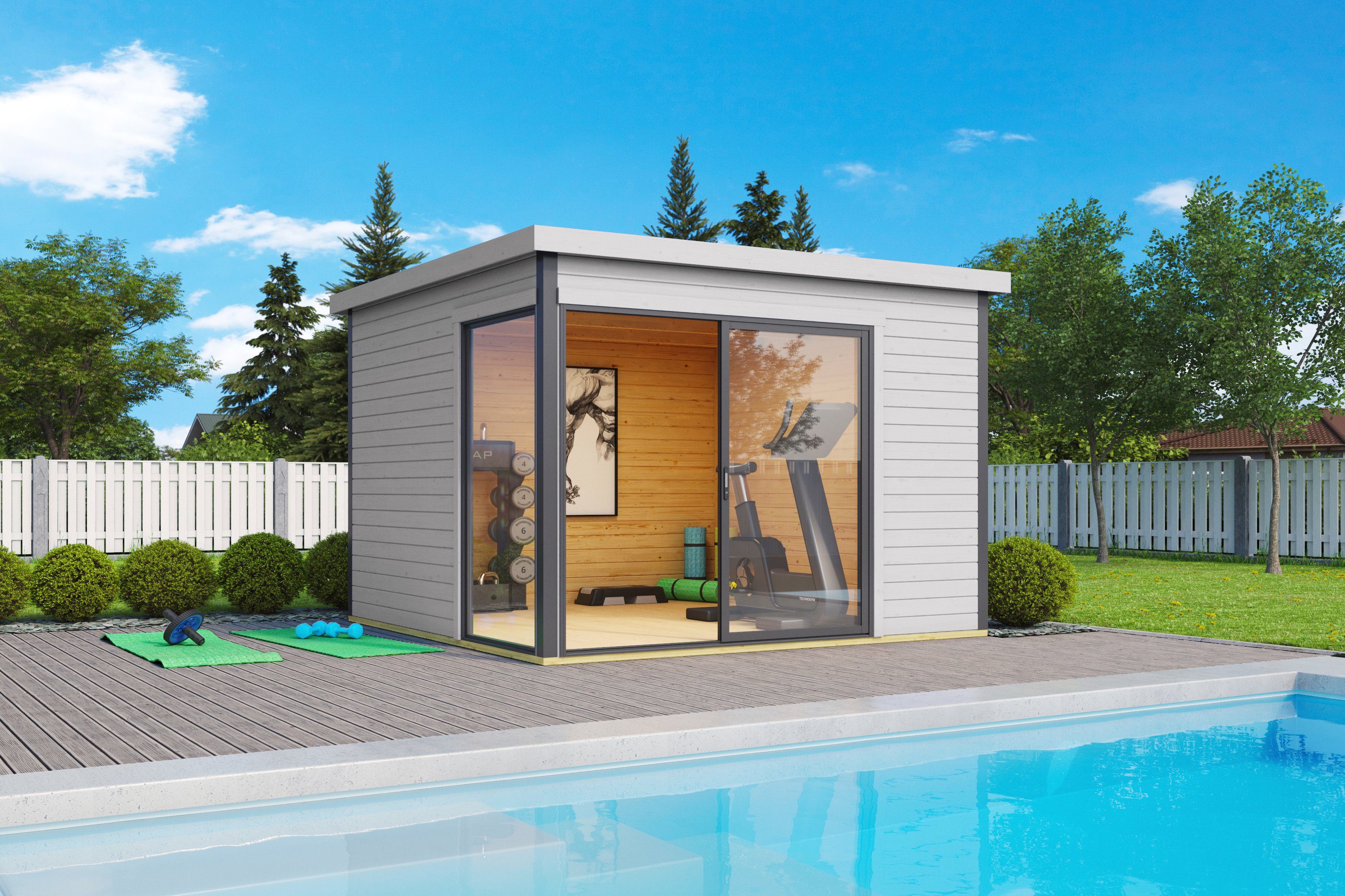 LASITA MAJA Gartenhaus DOMEO 1 LICHTGRAU/ANTHRAZIT, BxT: 319,6x319,6 cm, (Set)