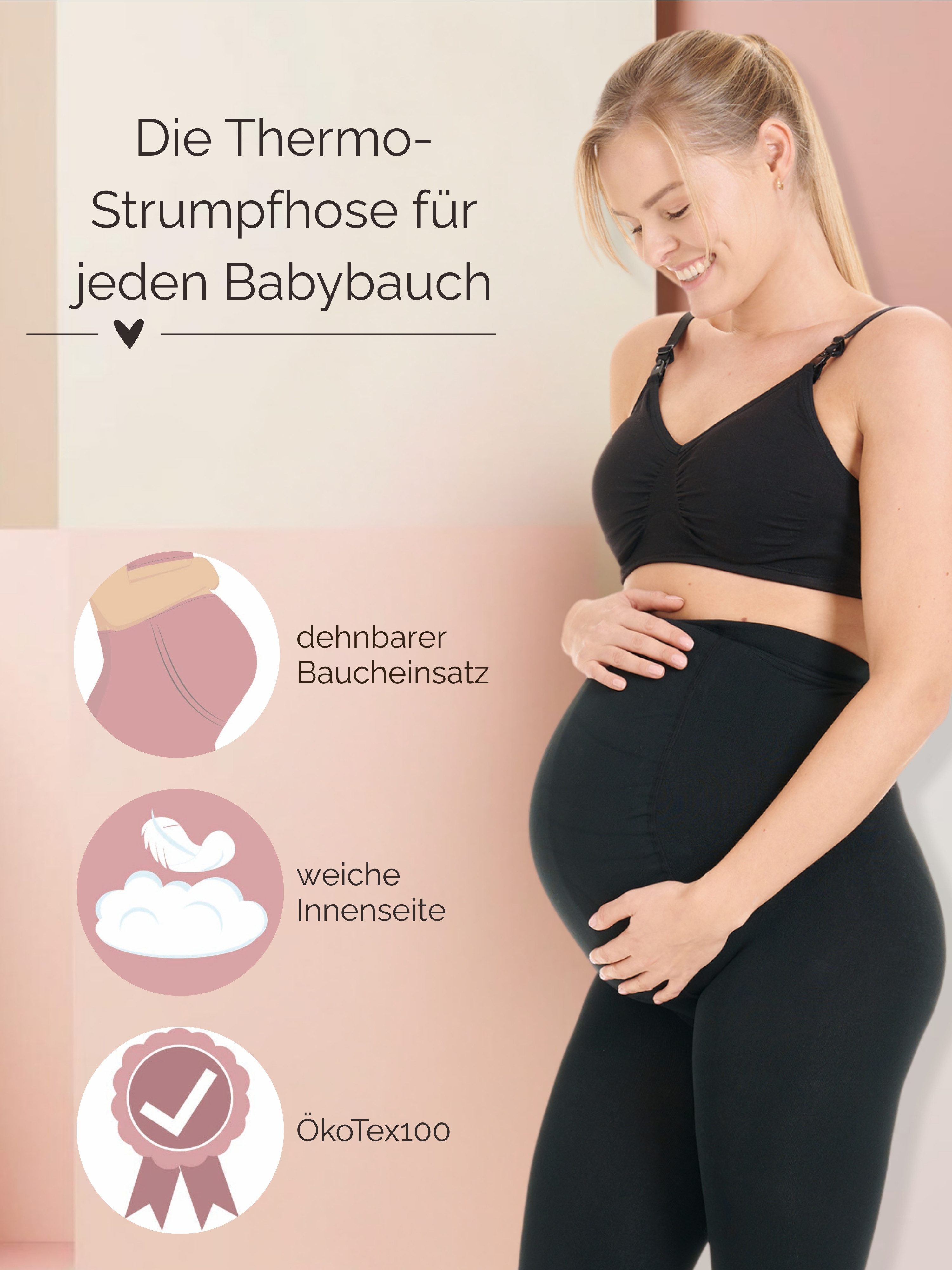 Herzmutter Umstandsstrumpfhose Thermo - Warme Schwangerschaftsstrumpfhose - Blickdicht