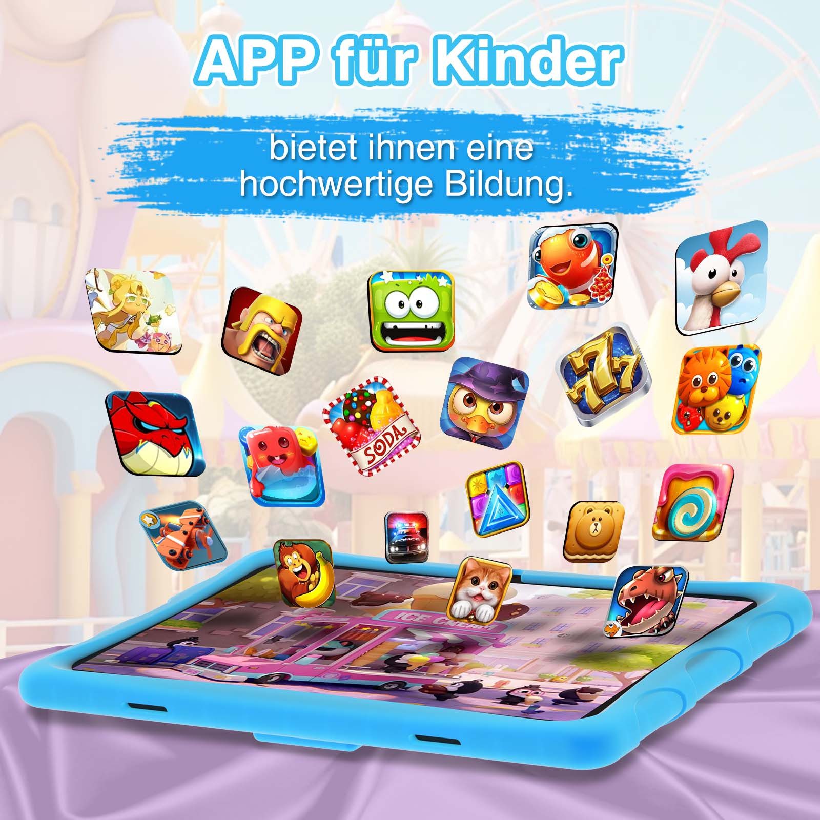 DOOGEE U10 KID 10.1 Zoll 128GB/1TB Kinder Tablet, 5MP+8MP Tablet (10.1", 128 GB, Android 14, vorinstallierte Kinder Lernsoftware und Spiele,Anti-Blaulicht)