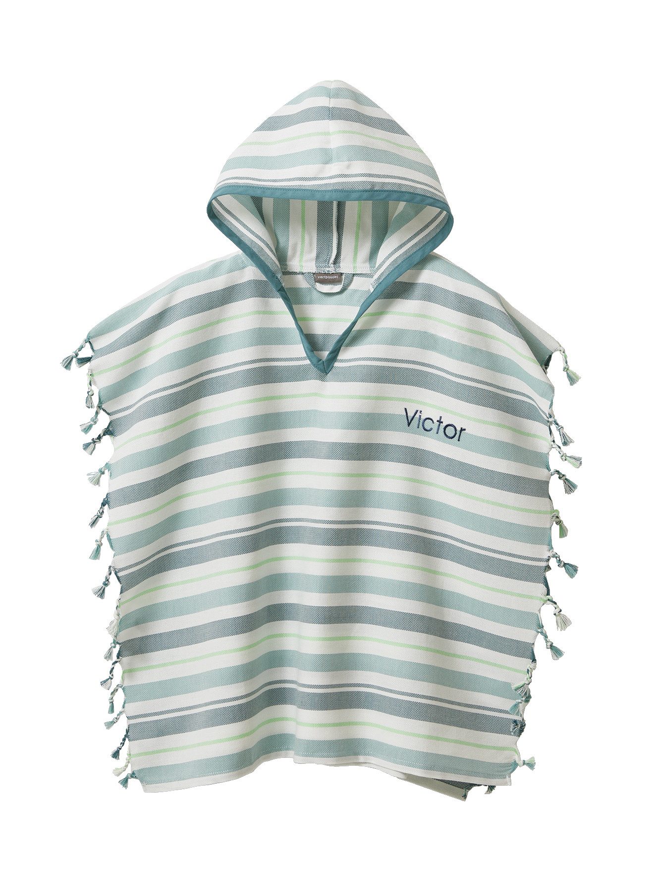 Vertbaudet Baby-Badeponcho – Weich, Mit Kapuze Und Pompons, 100% Baumwolle – Kuschelig Nach Dem Baden