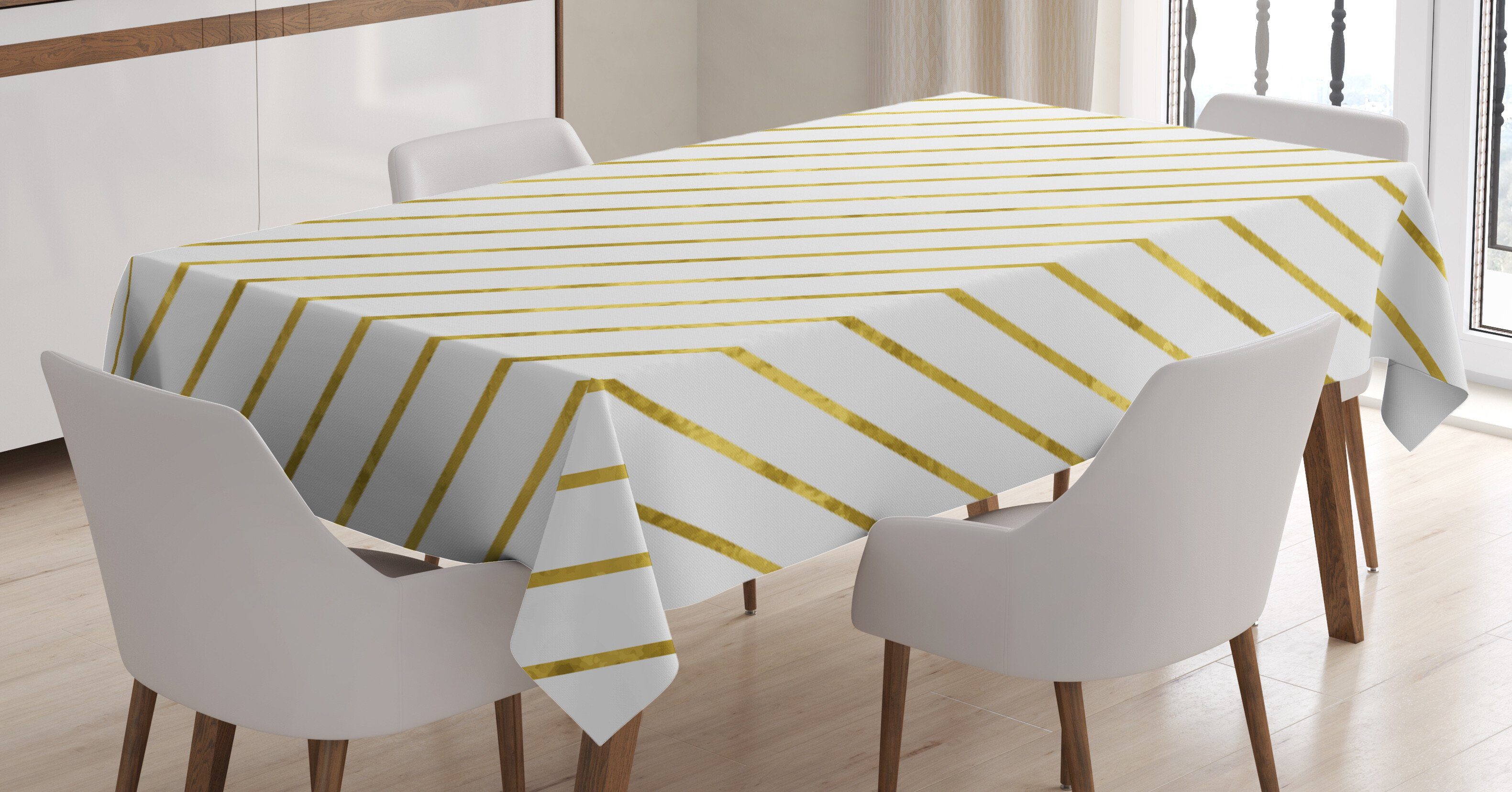 Abakuhaus Tischdecke Farbfest Waschbar Für den Außen Bereich geeignet Klare Farben, Gestreift Geometrische und Moderne