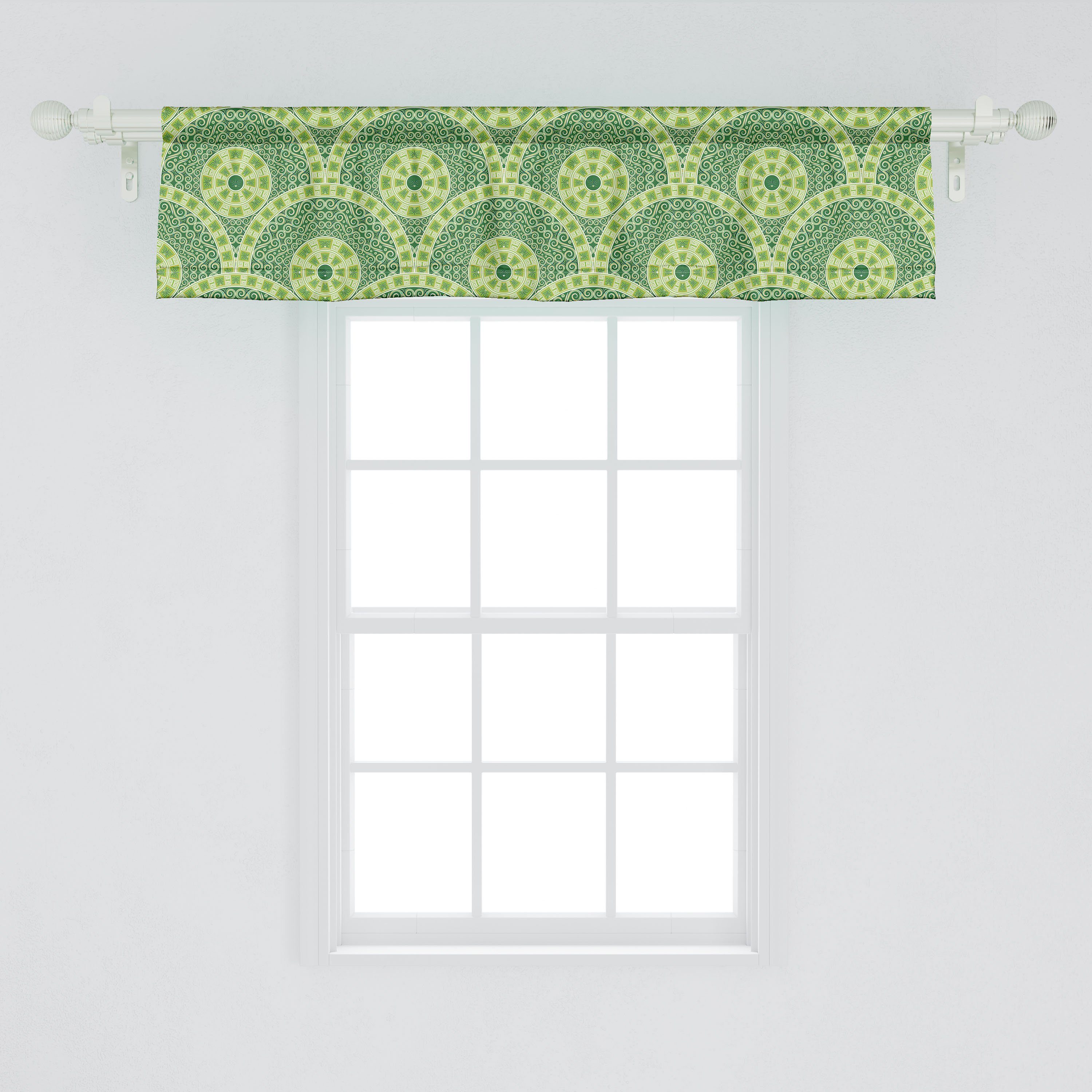 Scheibengardine Vorhang Volant für Küche Ethnisch Stangentasche, Schlafzimmer Abakuhaus, Motiv Antike Microfaser, mit Dekor Kulturrund