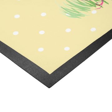 Fußmatte 50 x 75 cm Schwein Glück - Gelb Pastell - Geschenk, Fußabstreifer, Ti, Mr. & Mrs. Panda, Höhe: 0.3 mm, Liebevoller Empfang